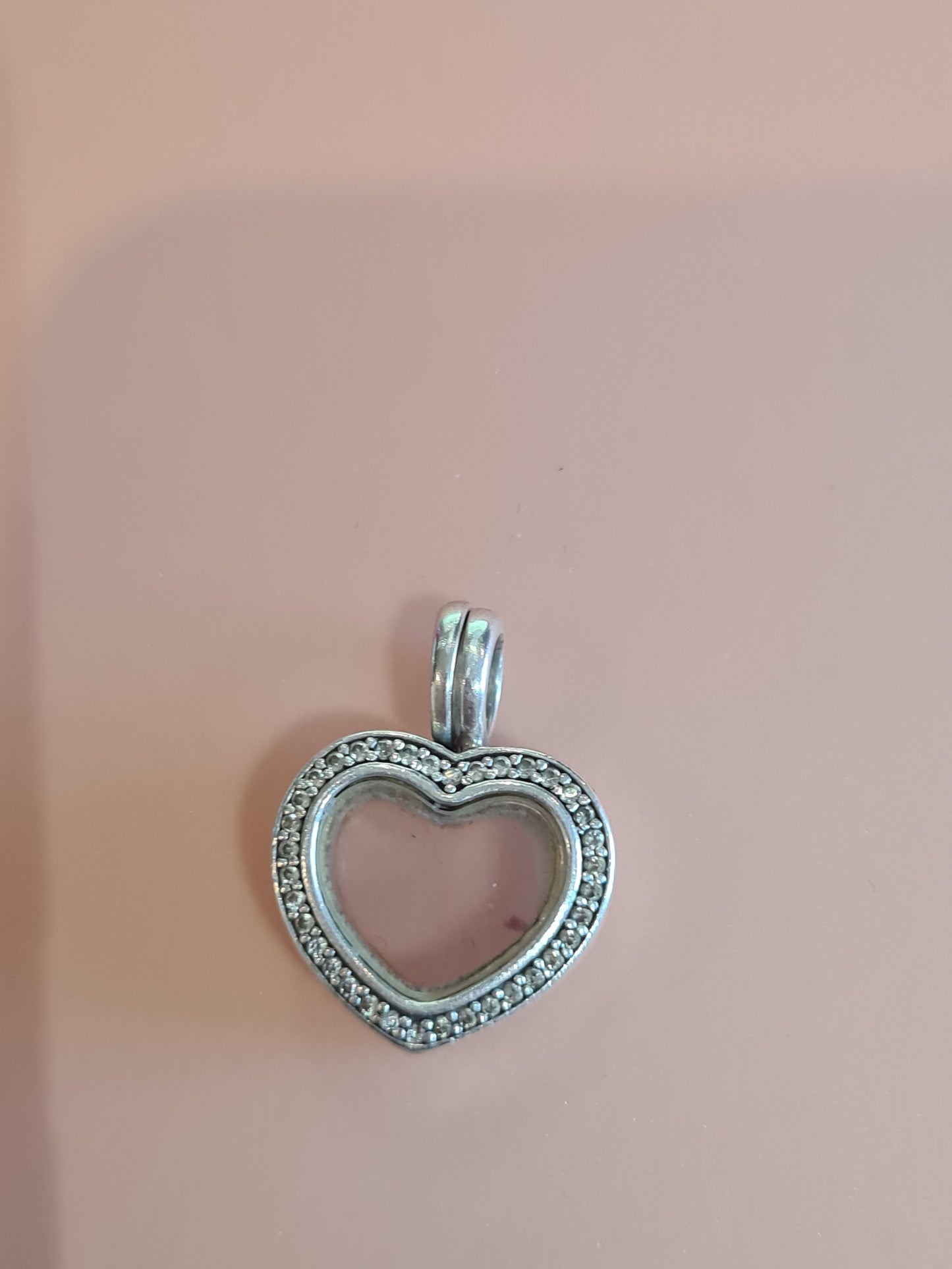 Genuine Pandora Large Pave Heart Locket Necklace 60cm