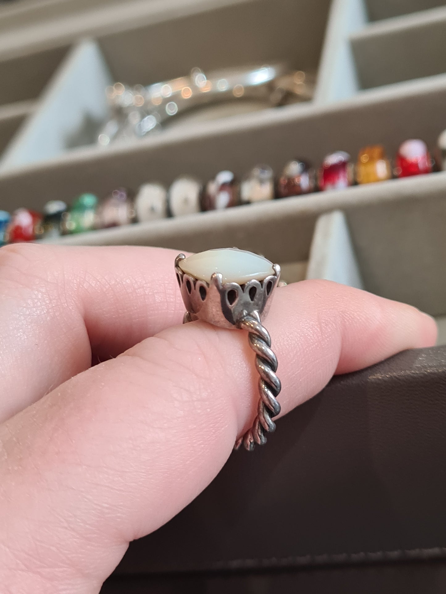 Genuine Pandora Retired and Rare Large Mother of Pearl Ring