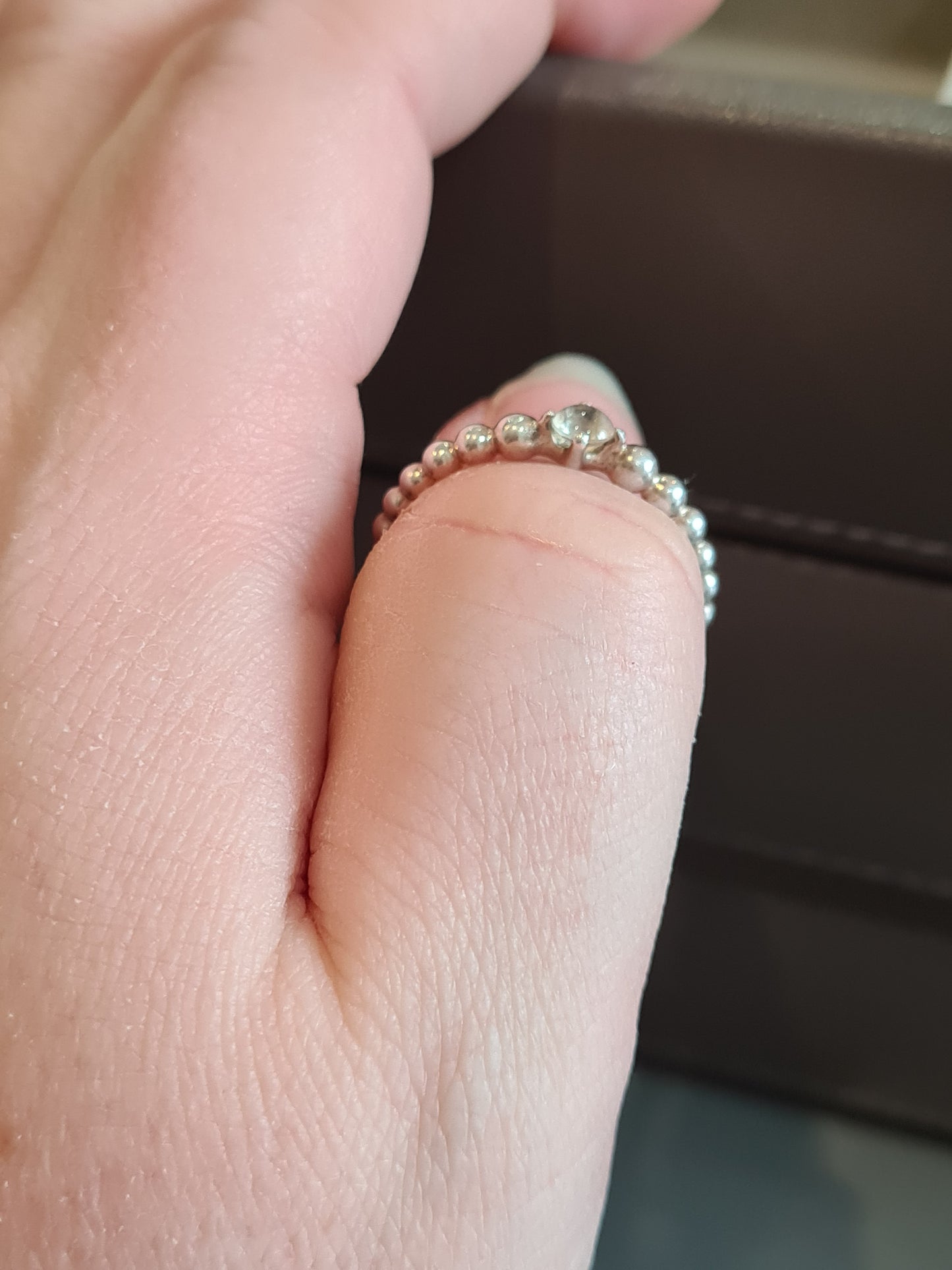 Genuine Pandora New Style White October Birthstone Ring 56