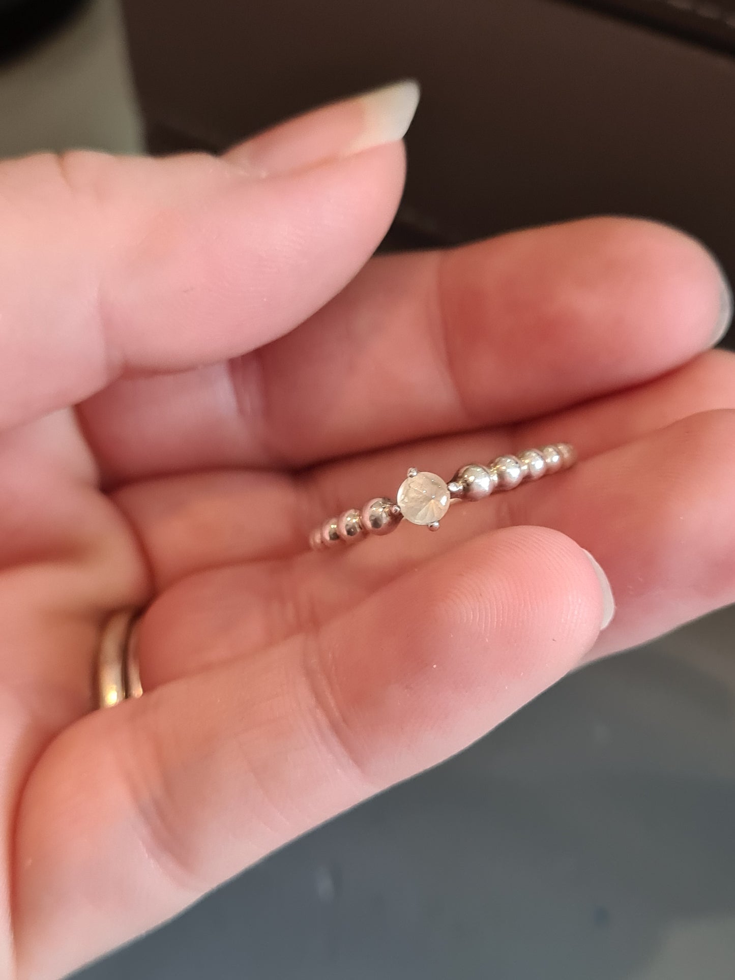 Genuine Pandora New Style White October Birthstone Ring 56
