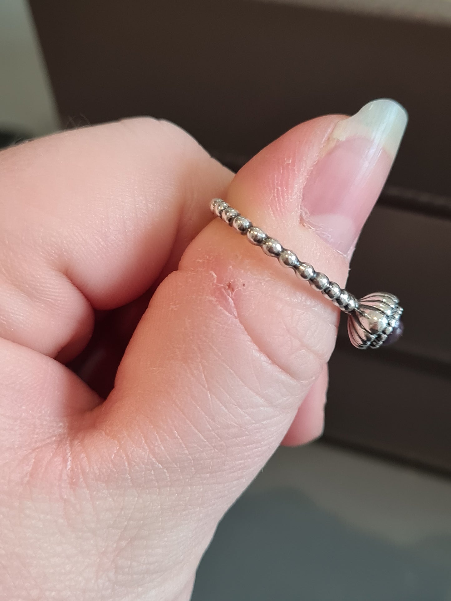 Genuine Pandora Purple Amythst February Birthstone Ring