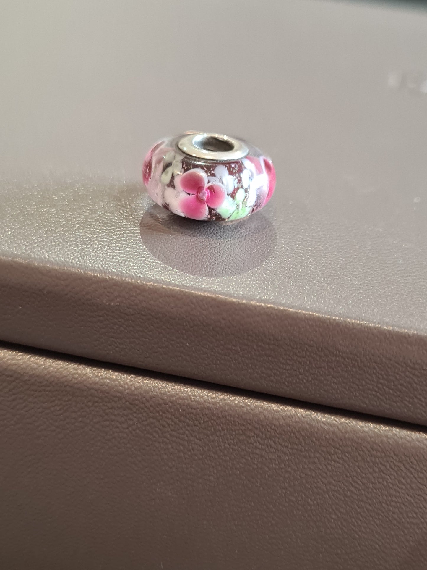 Genuine Pandora Red and Pink Flower Murano Glass Charm