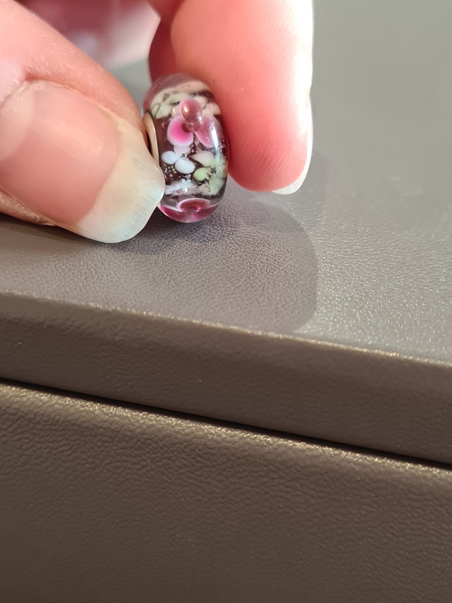 Genuine Pandora Red and Pink Flower Murano Glass Charm