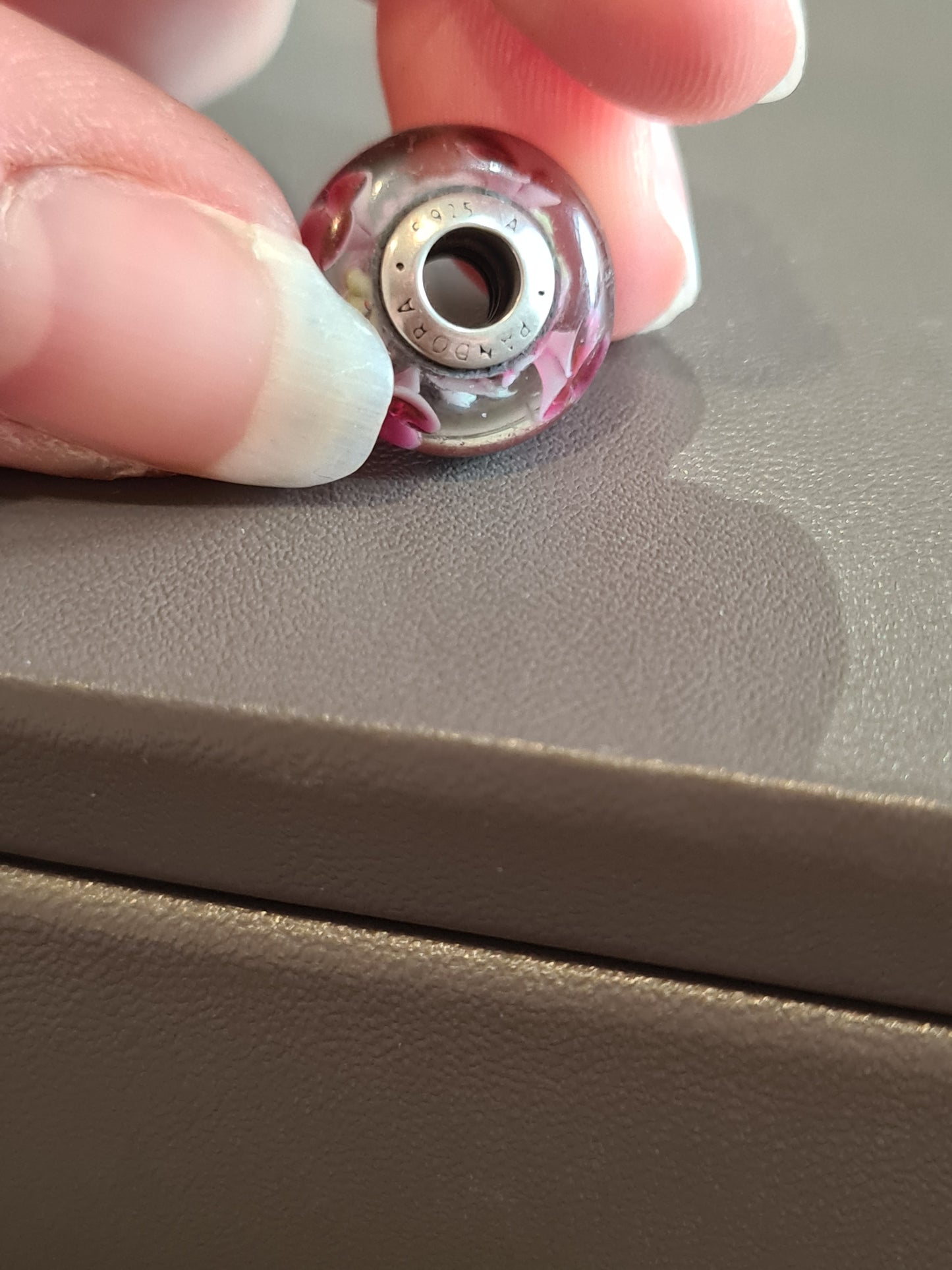 Genuine Pandora Red and Pink Flower Murano Glass Charm