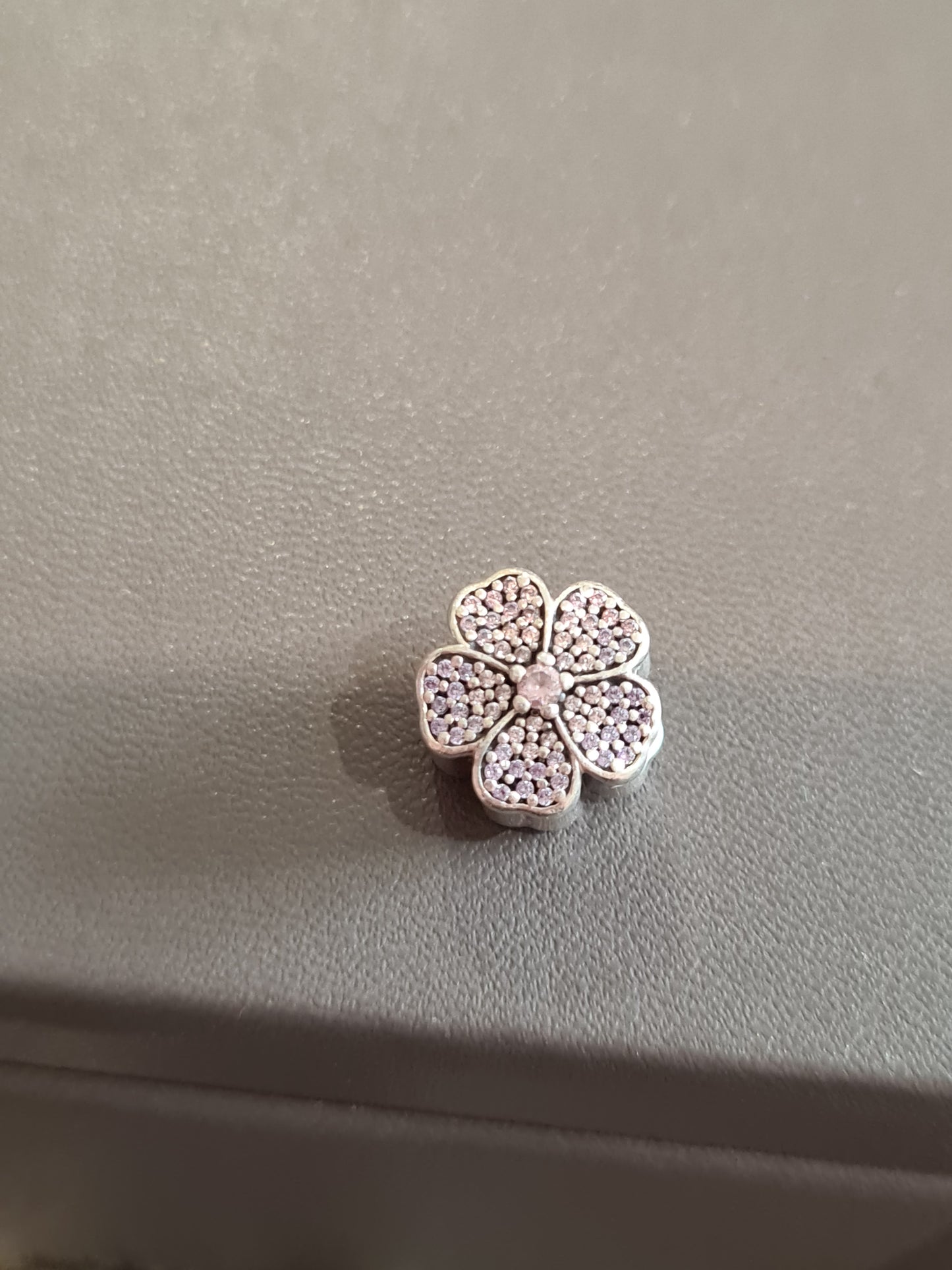 Genuine Pandora Purple and Clear Stoned Flower Daisy Charm