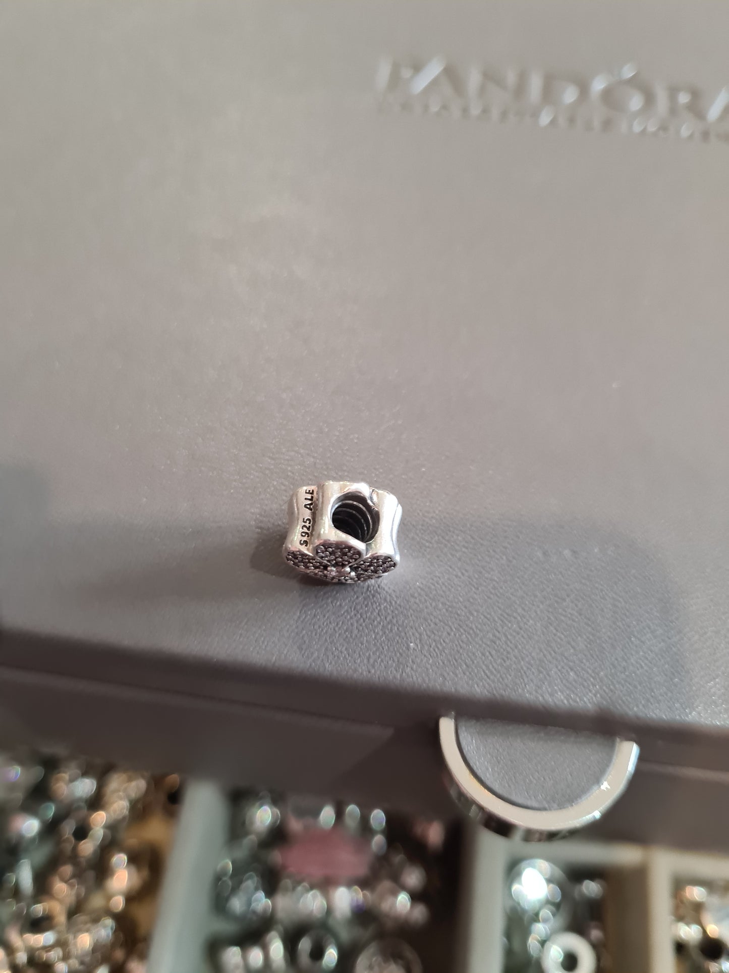 Genuine Pandora Purple and Clear Stoned Flower Daisy Charm