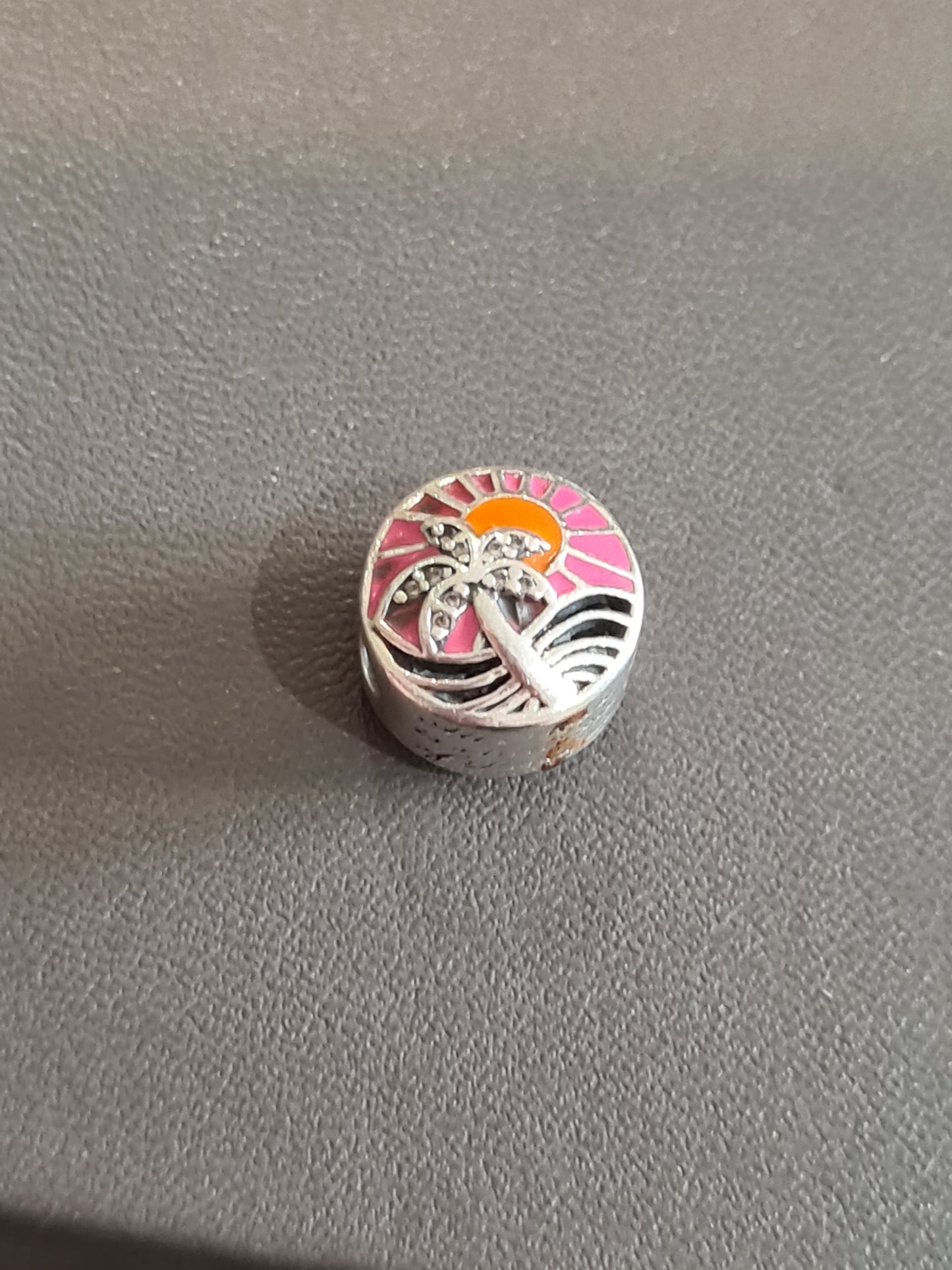 Genuine Pandora Holiday Enamel Palm Tree and Sunset Charm