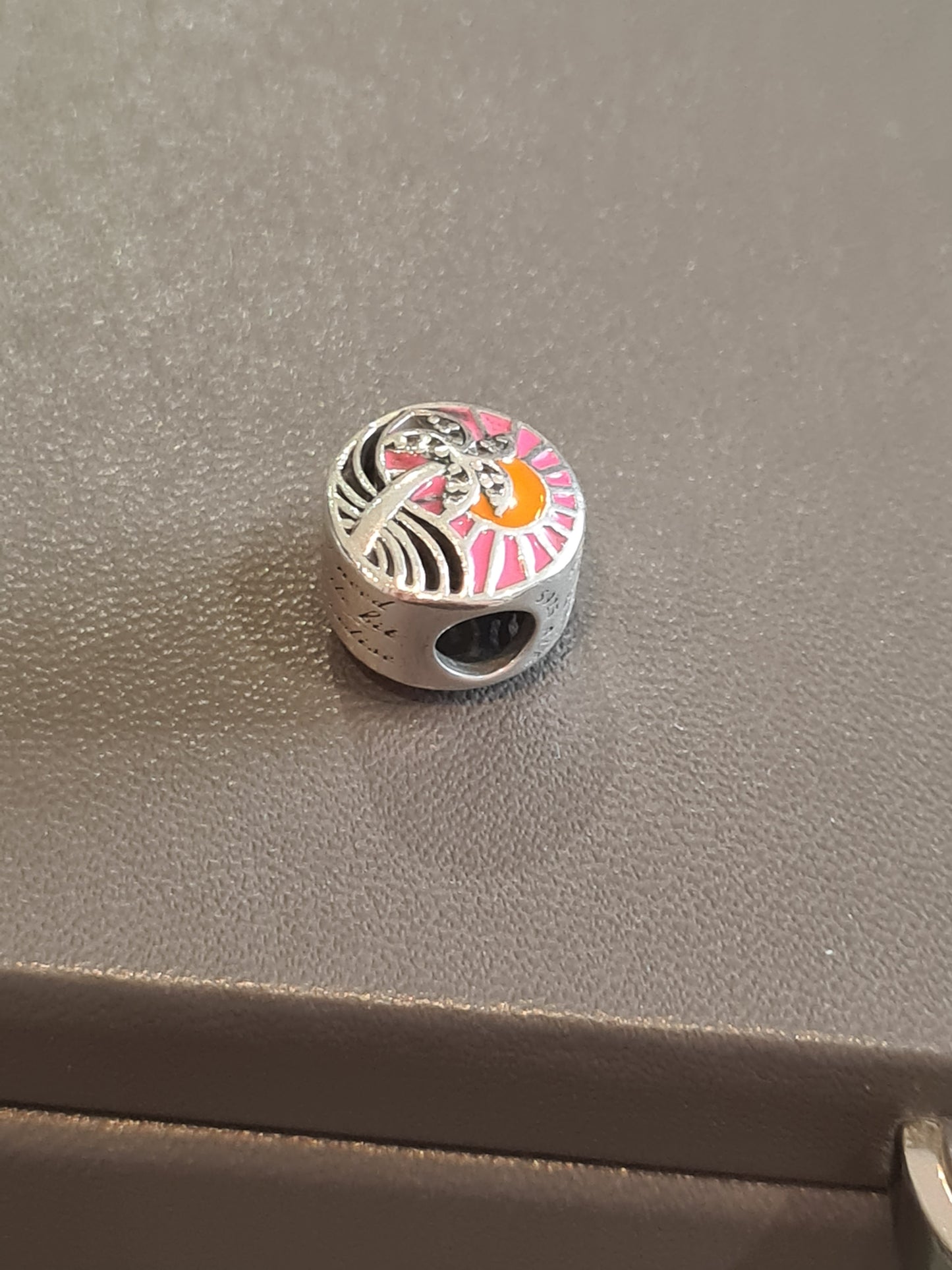 Genuine Pandora Holiday Enamel Palm Tree and Sunset Charm