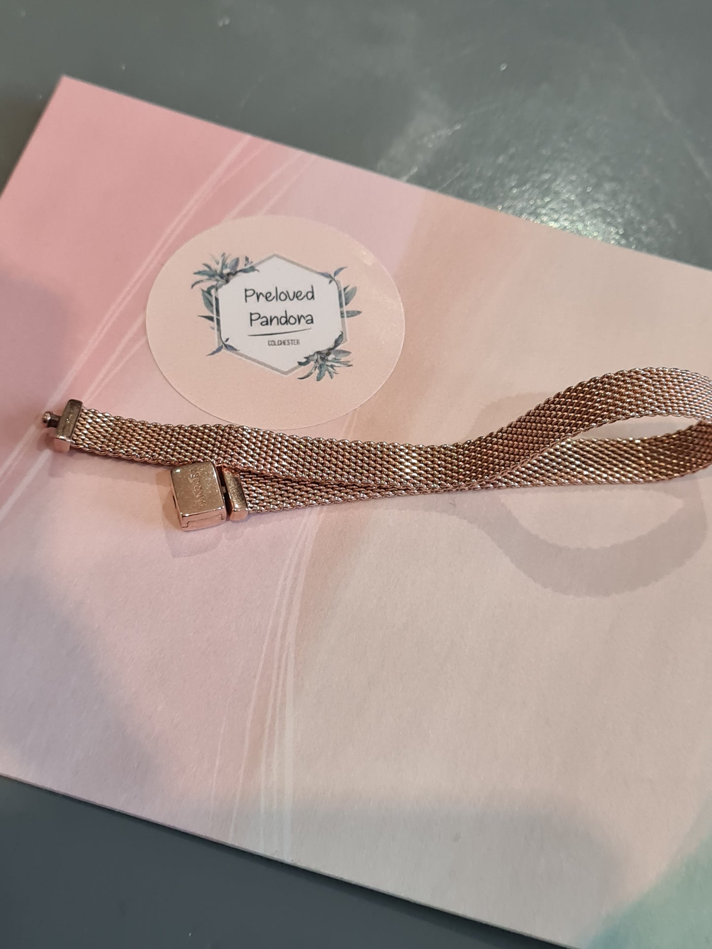 Genuine Pandora Flat Mesh Rose Gold Reflexions Bracelet 18cm
