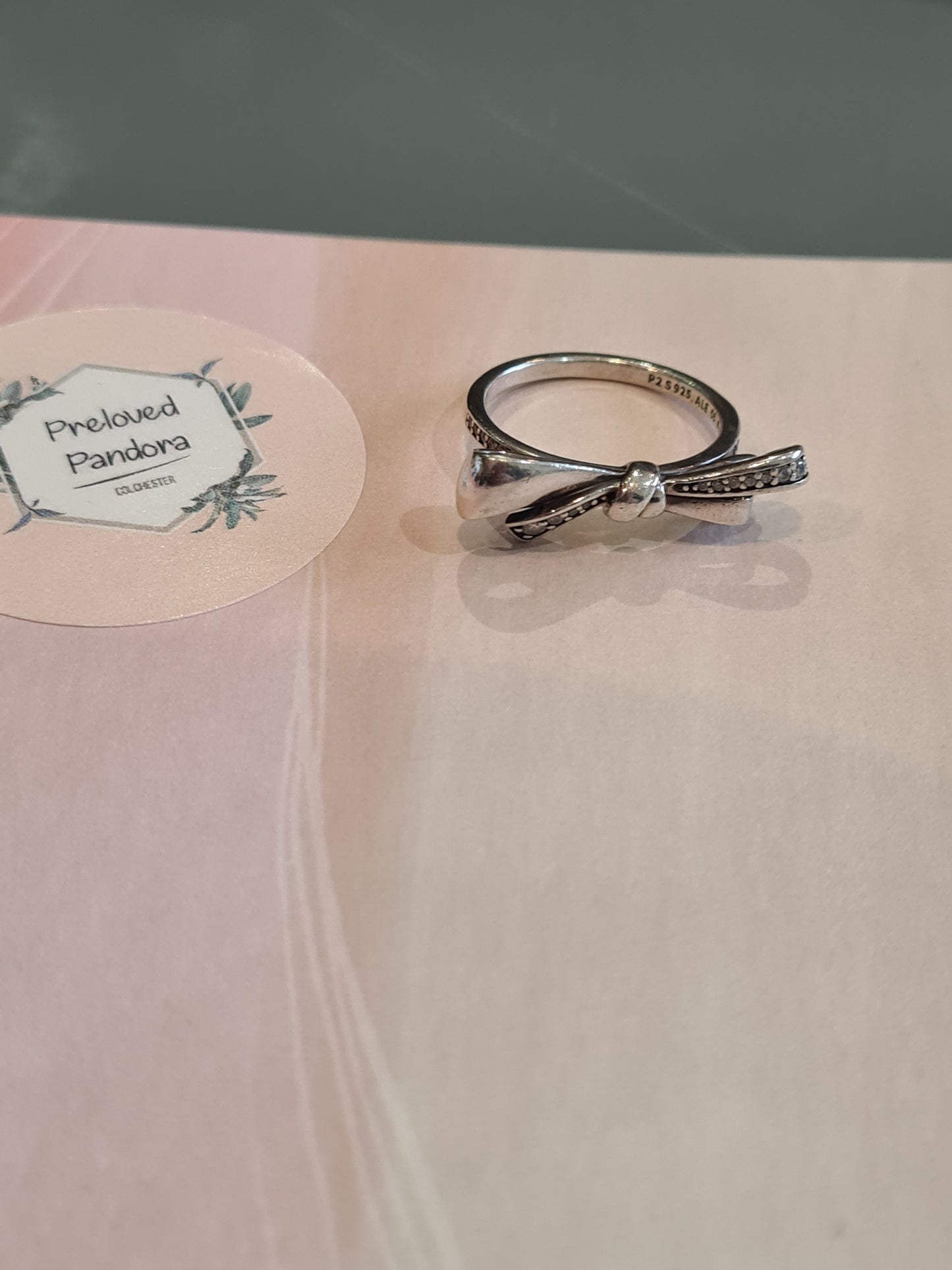 Genuine Pandora Oversized Bow Pave Ring Size 52