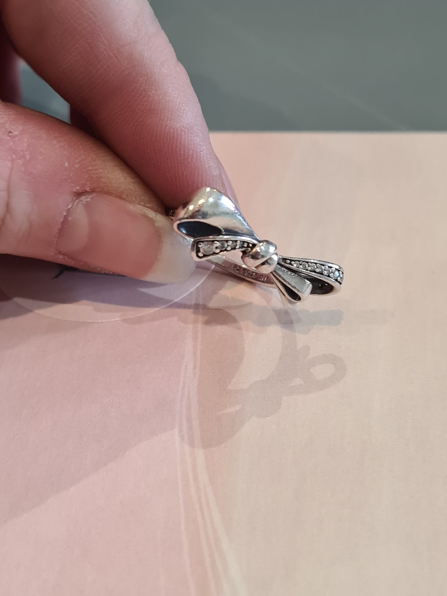 Genuine Pandora Oversized Bow Pave Ring Size 52
