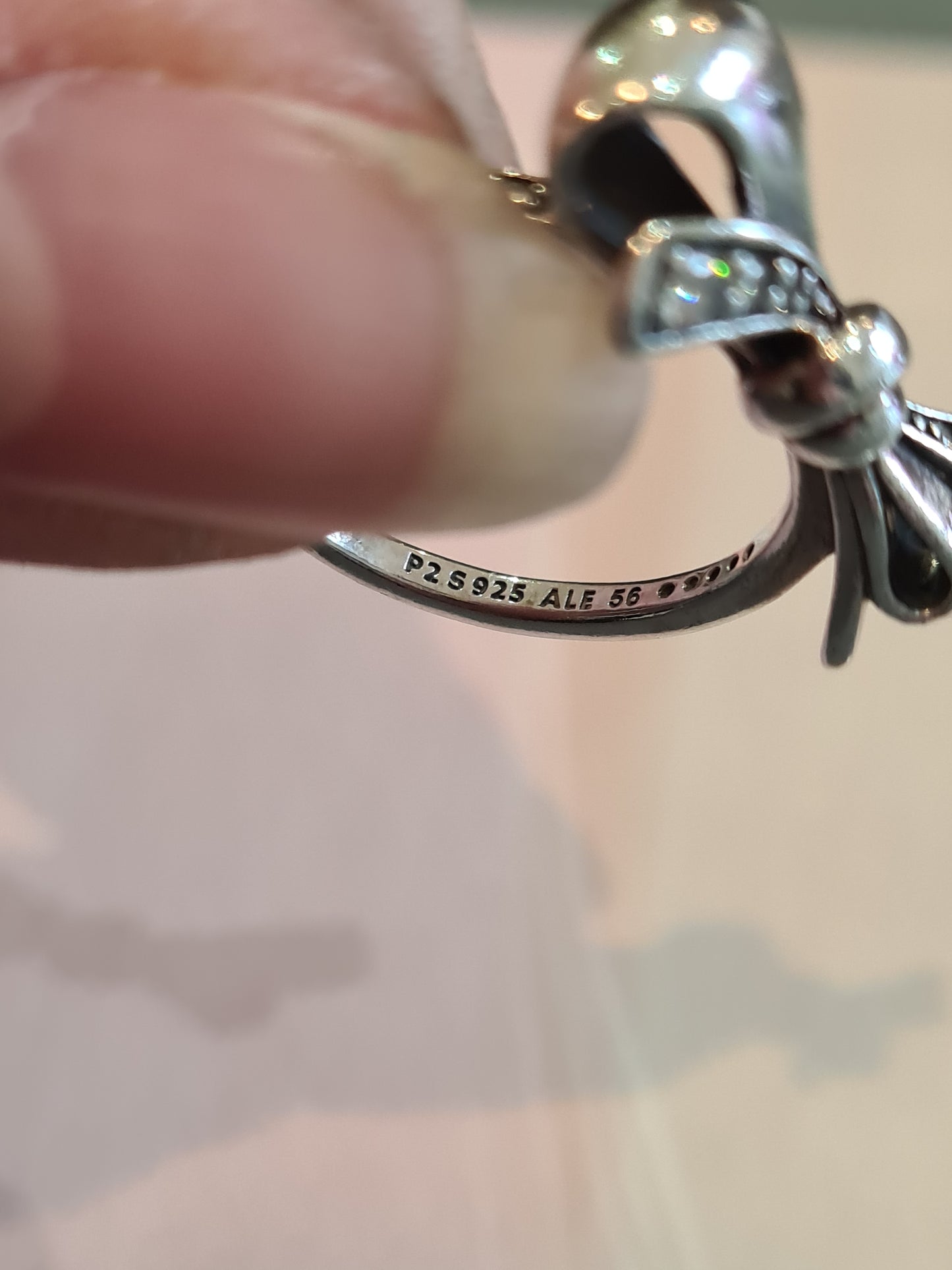 Genuine Pandora Oversized Bow Pave Ring Size 52