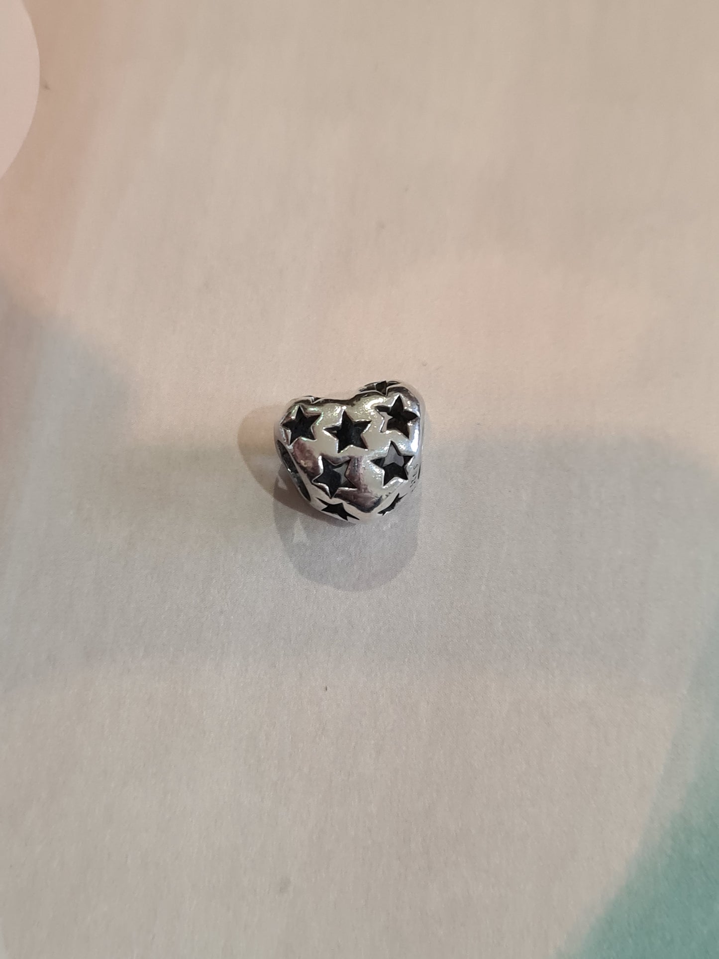 Genuine Heart Charm With Star Cut out Stars Charm