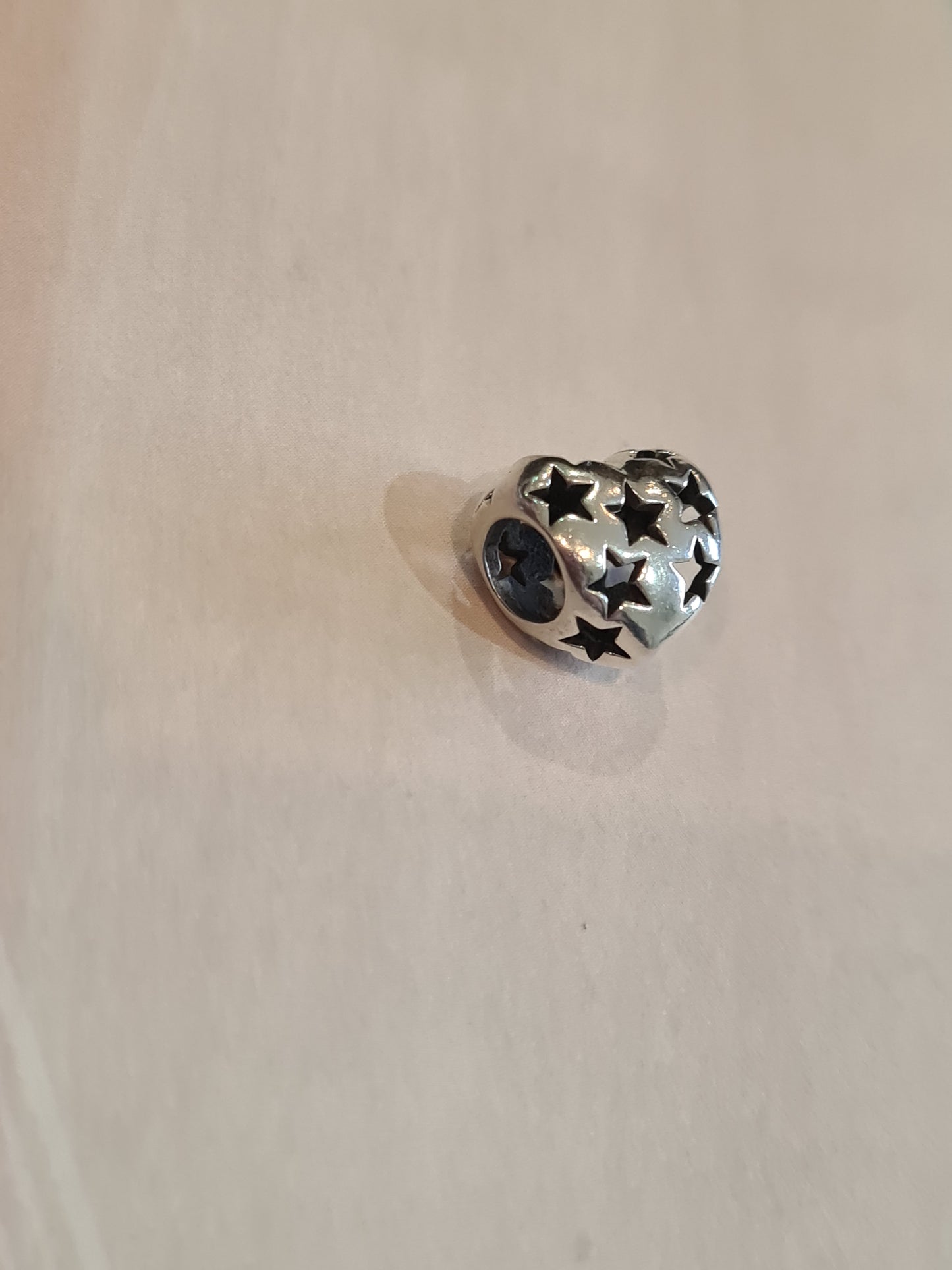 Genuine Heart Charm With Star Cut out Stars Charm