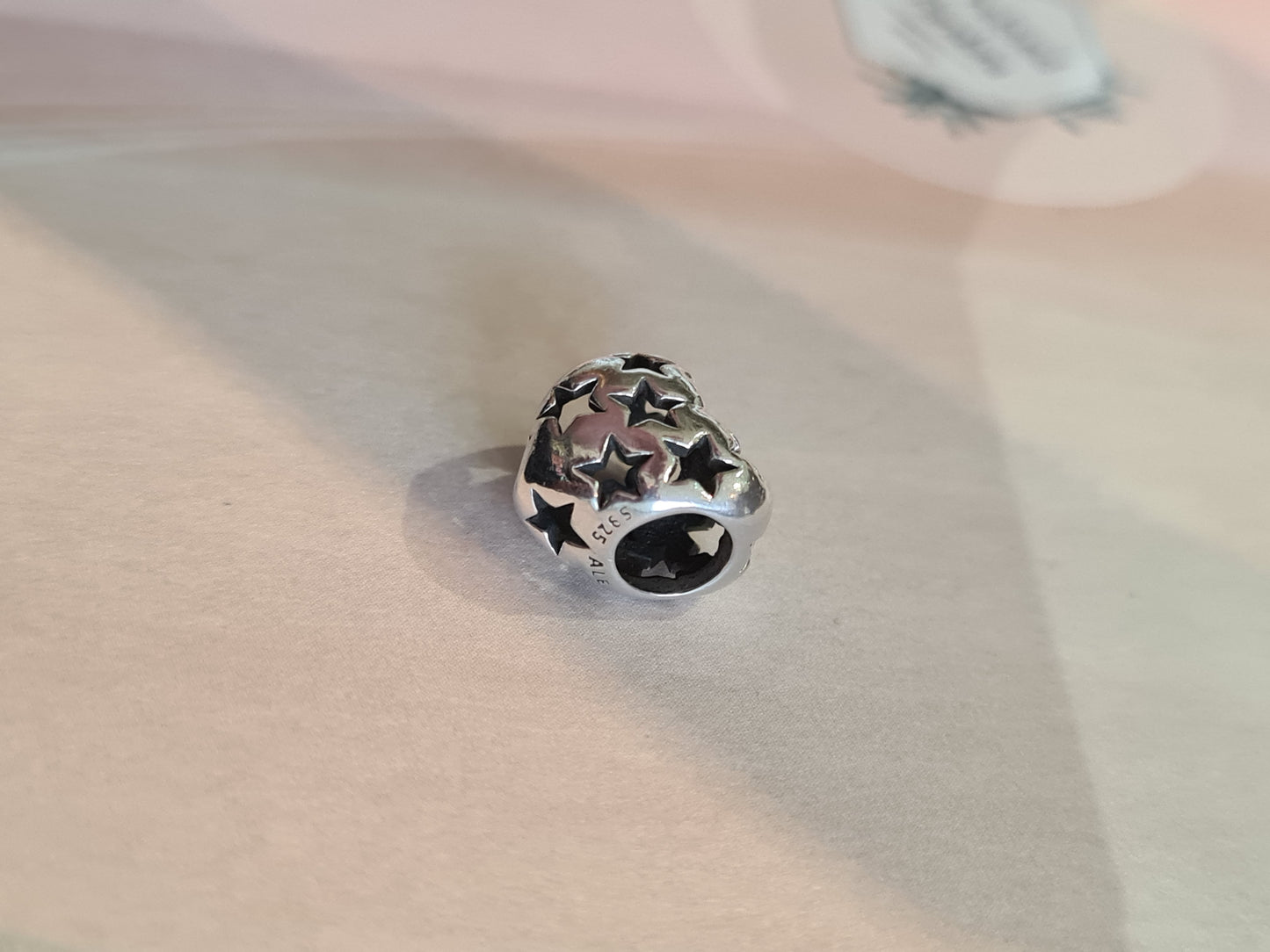 Genuine Heart Charm With Star Cut out Stars Charm