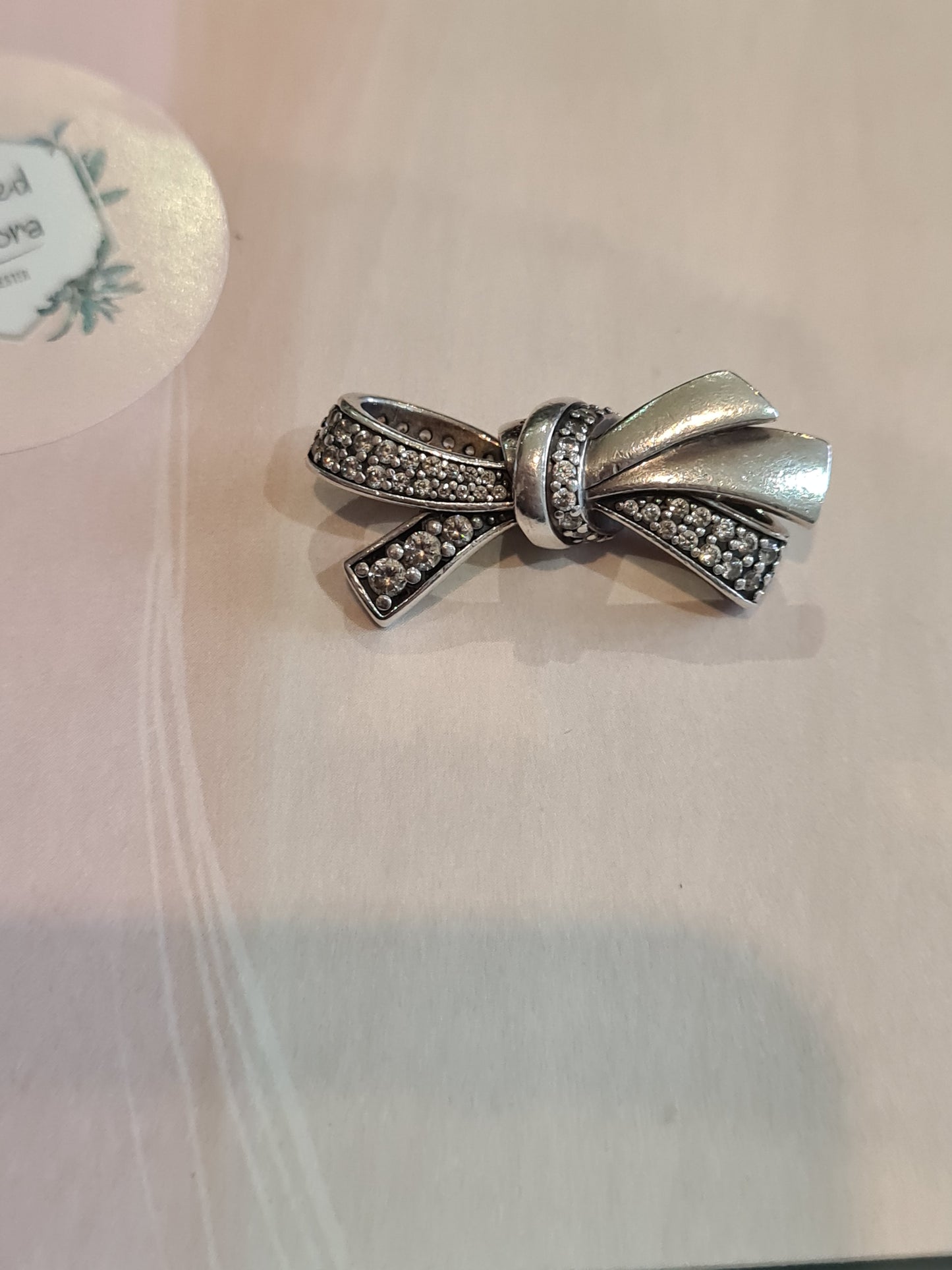 Genuine Pandora Pave Oversized Bow Charm Large
