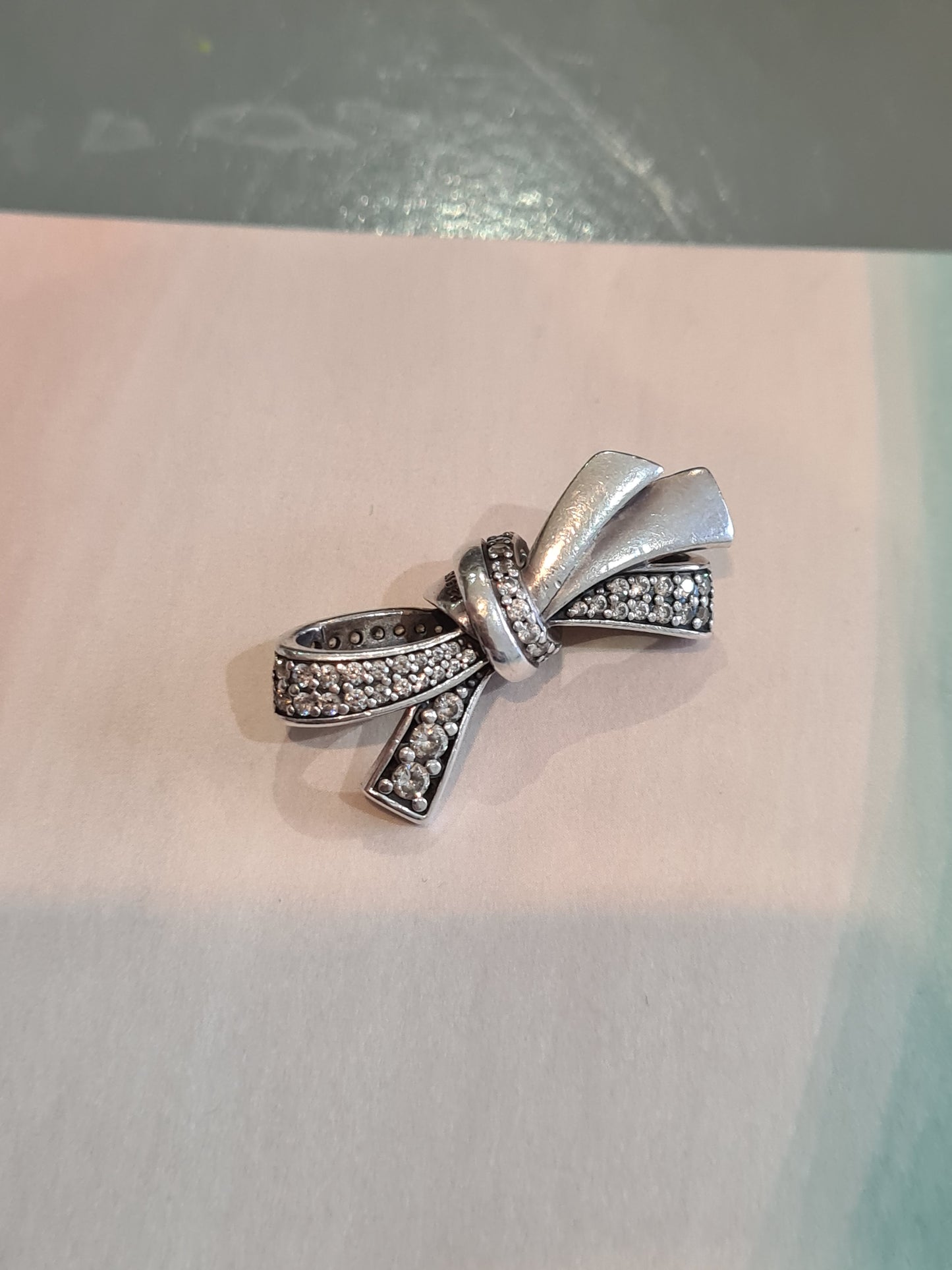 Genuine Pandora Pave Oversized Bow Charm Large