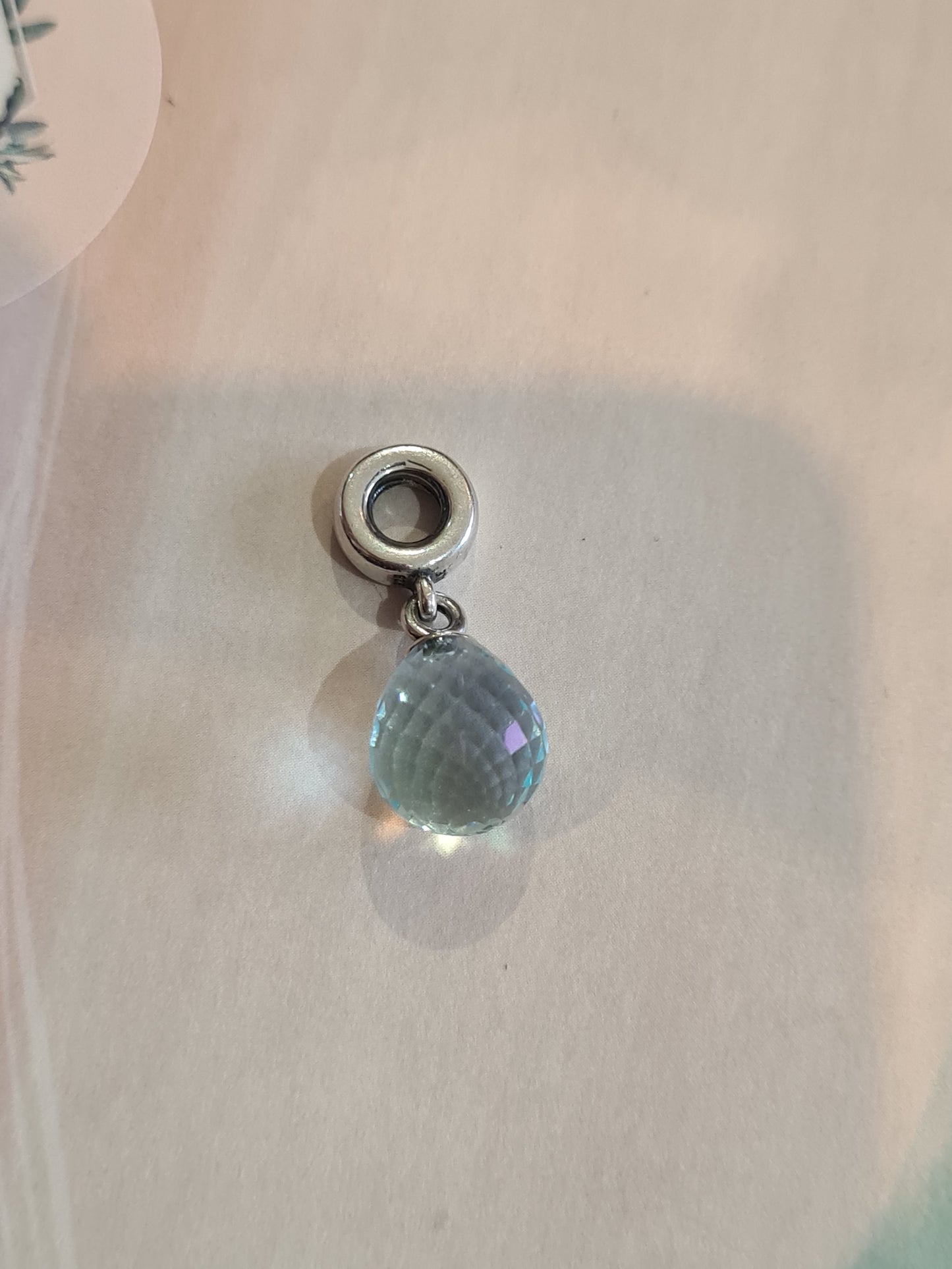 Genuine Pandora Rare Ice Blue Faceted Murano Glass Dangle Charm