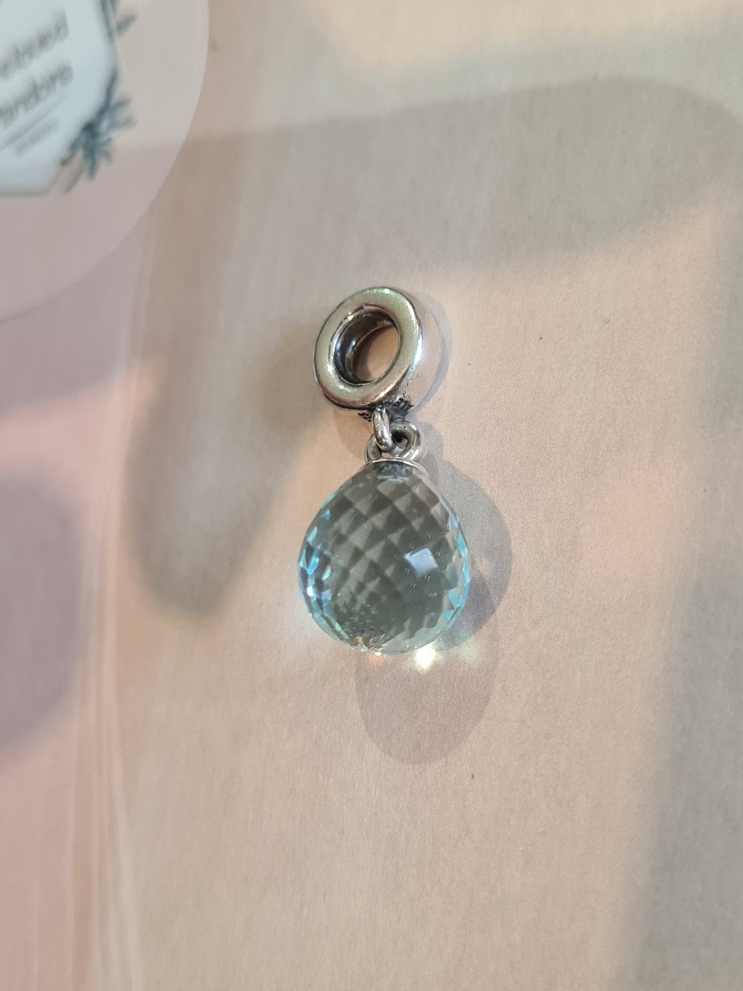 Genuine Pandora Rare Ice Blue Faceted Murano Glass Dangle Charm