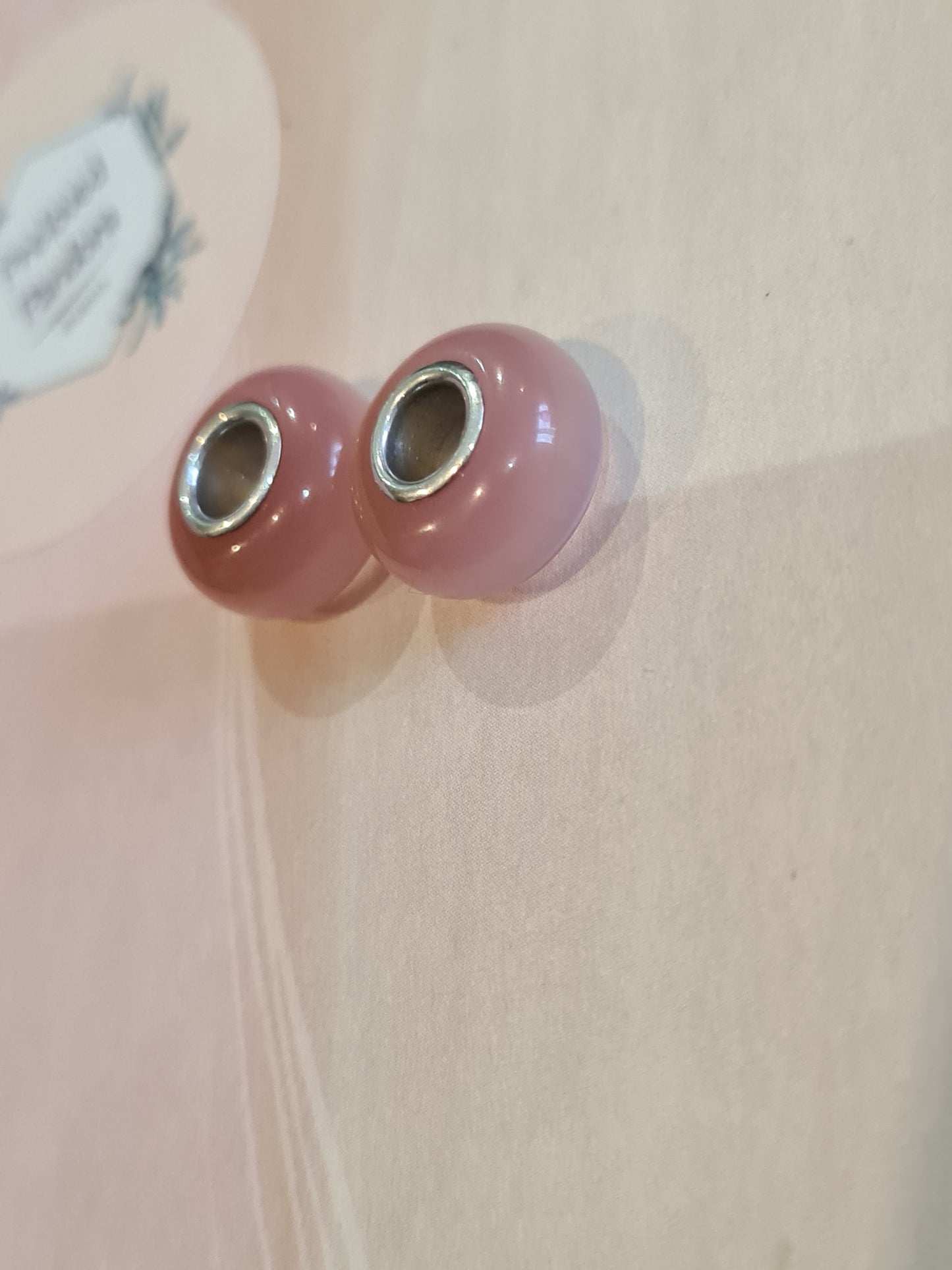 Unbranded Pink Gemstone Murano Charms Pair