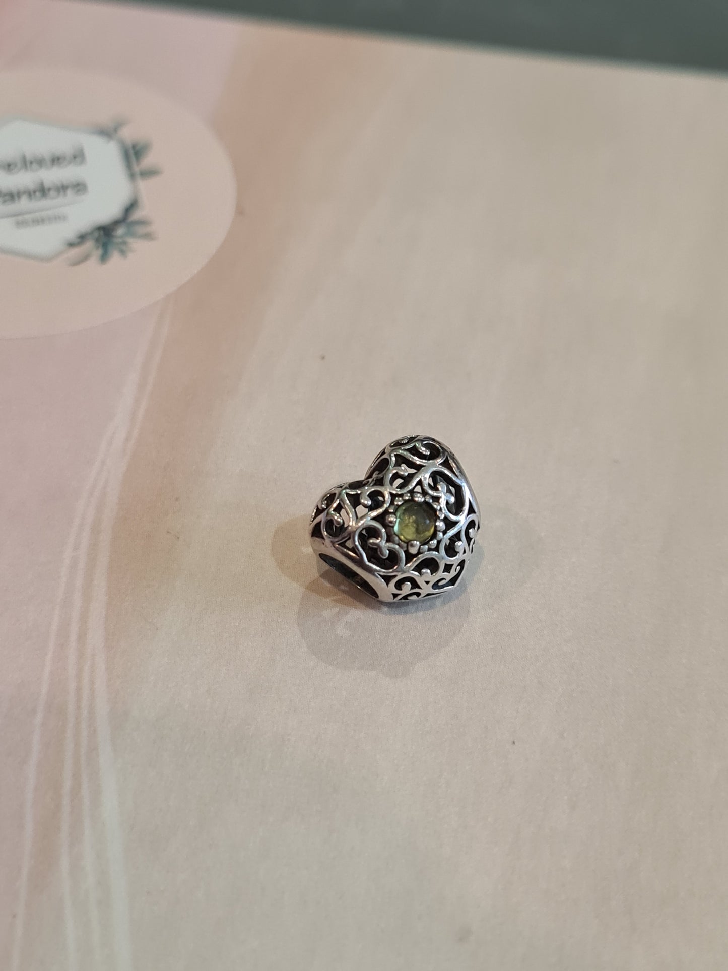 Genuine Pandora Light Green Birth Stone Heart Charm