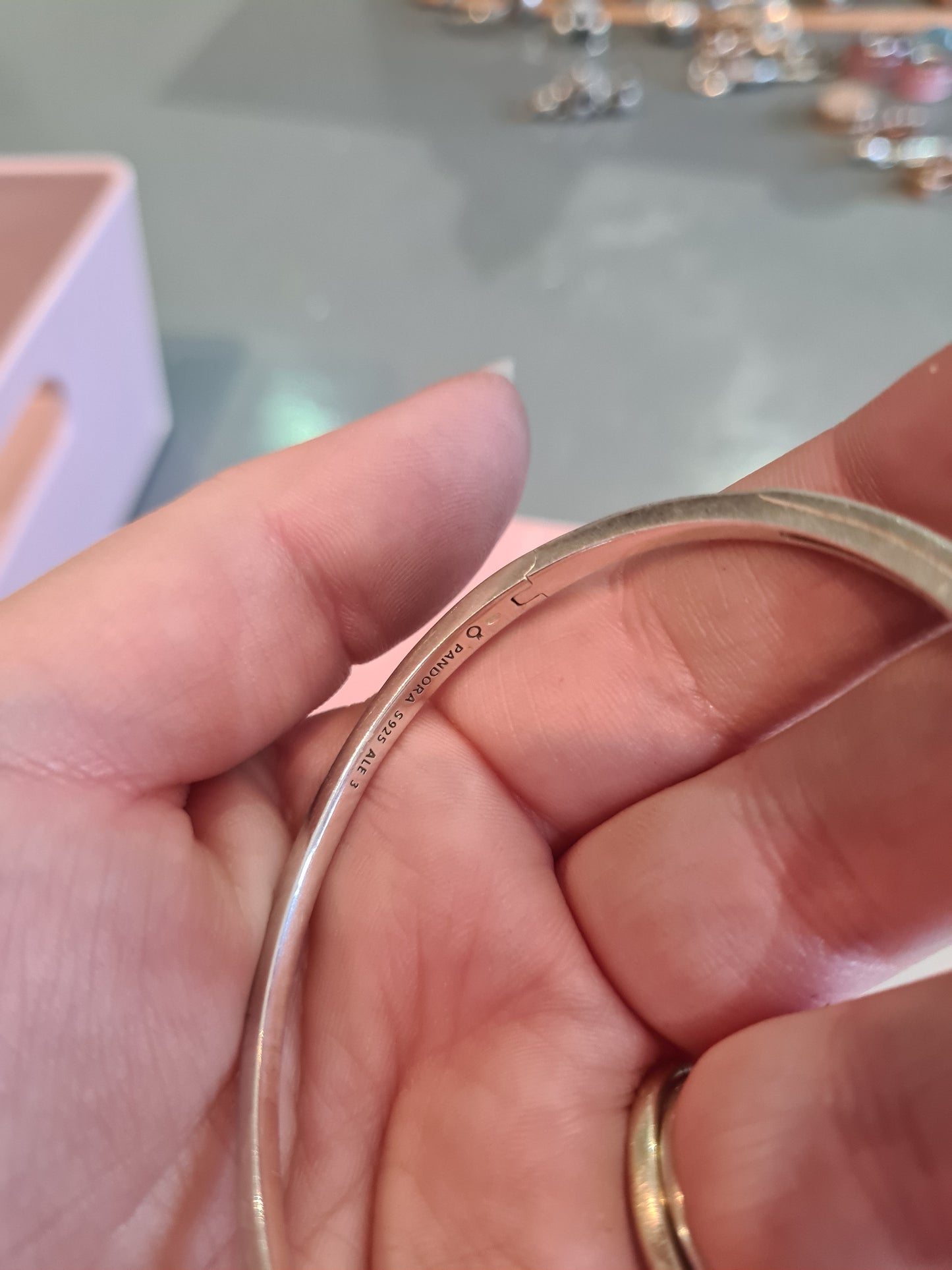 Genuine Pandora Pave Bow Bangle Size 2 19cm ish