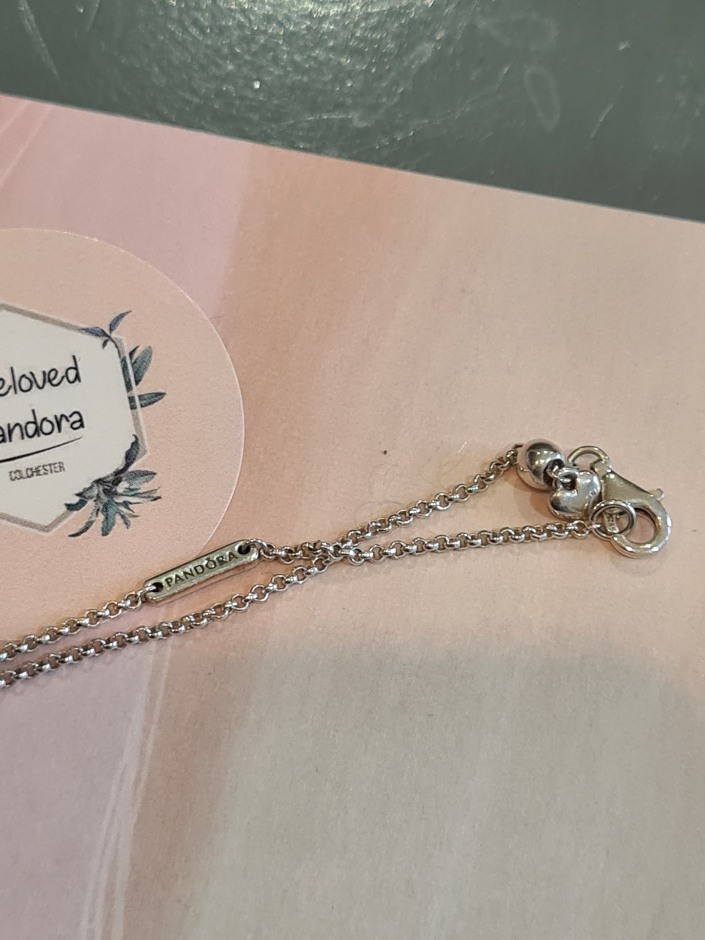 Genuine Pandora Heart Necklace with Small Clear Stone