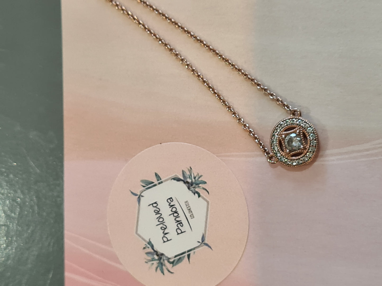 Genuine Pandora Rose Gold Vintage Circle Collier Necklace 45cm Drop