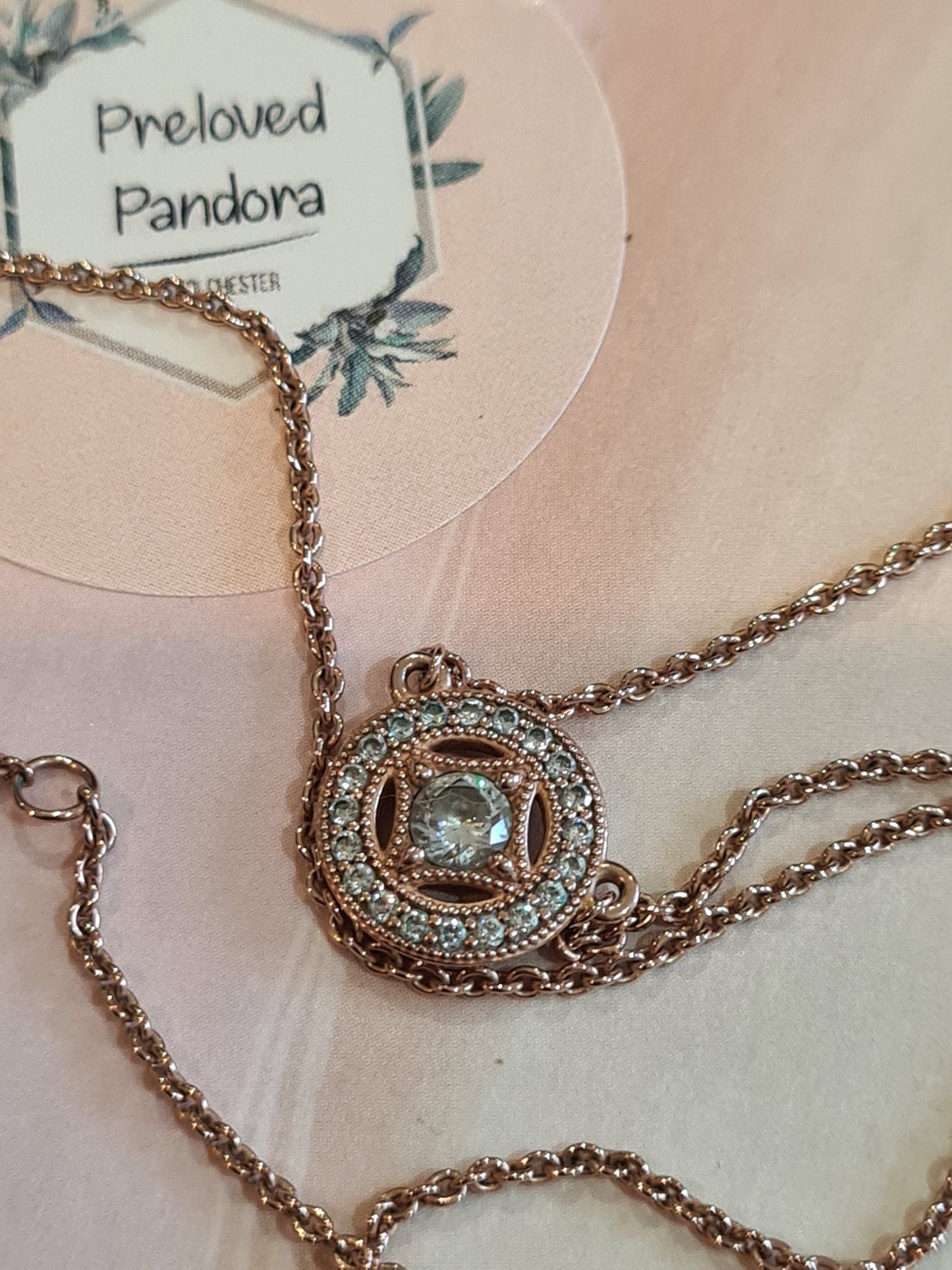Genuine Pandora Rose Gold Vintage Circle Collier Necklace 45cm Drop