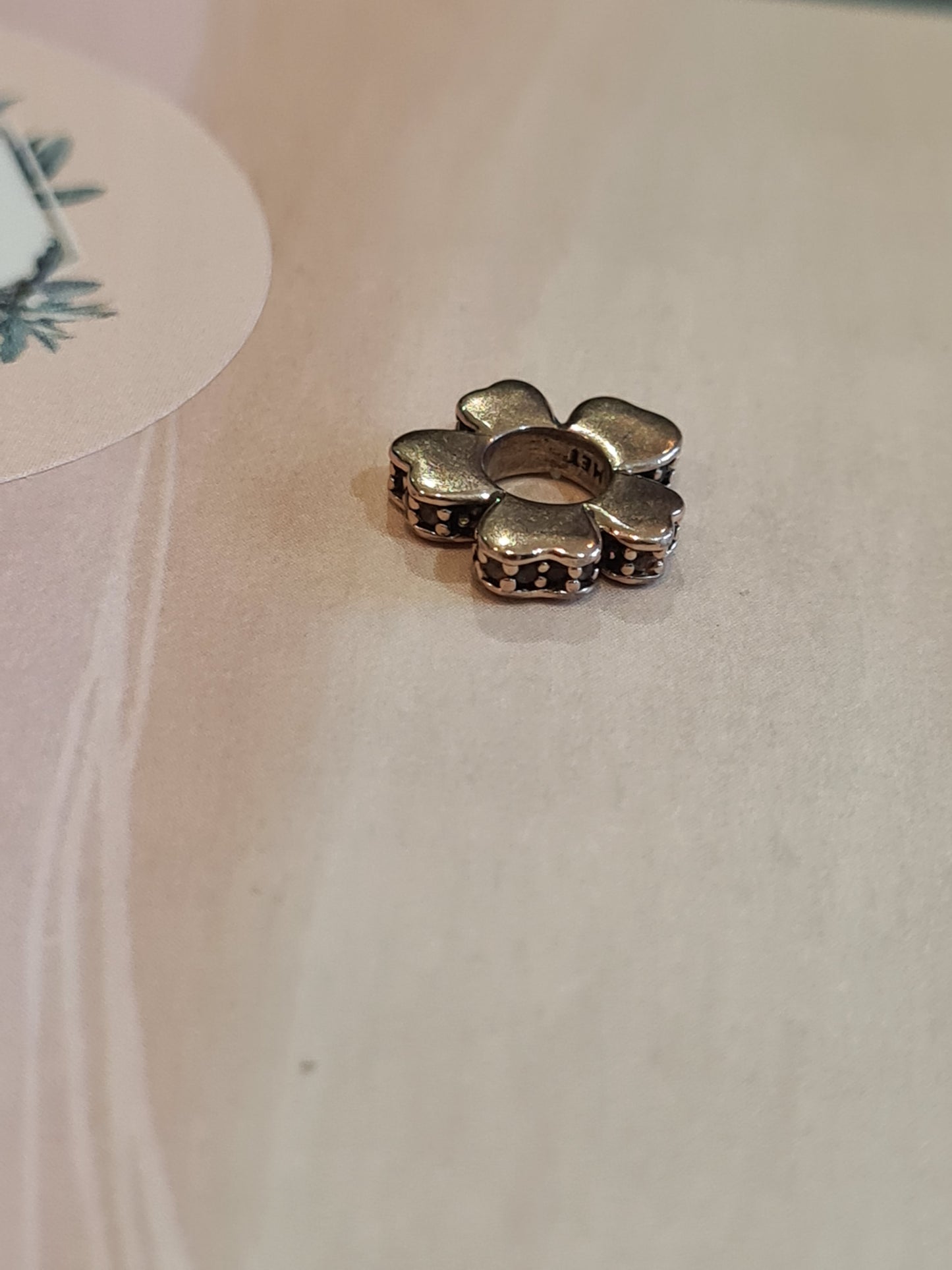 Genuine Pandora Rose Gold Pave Flower Meadow Spacer Charm x2