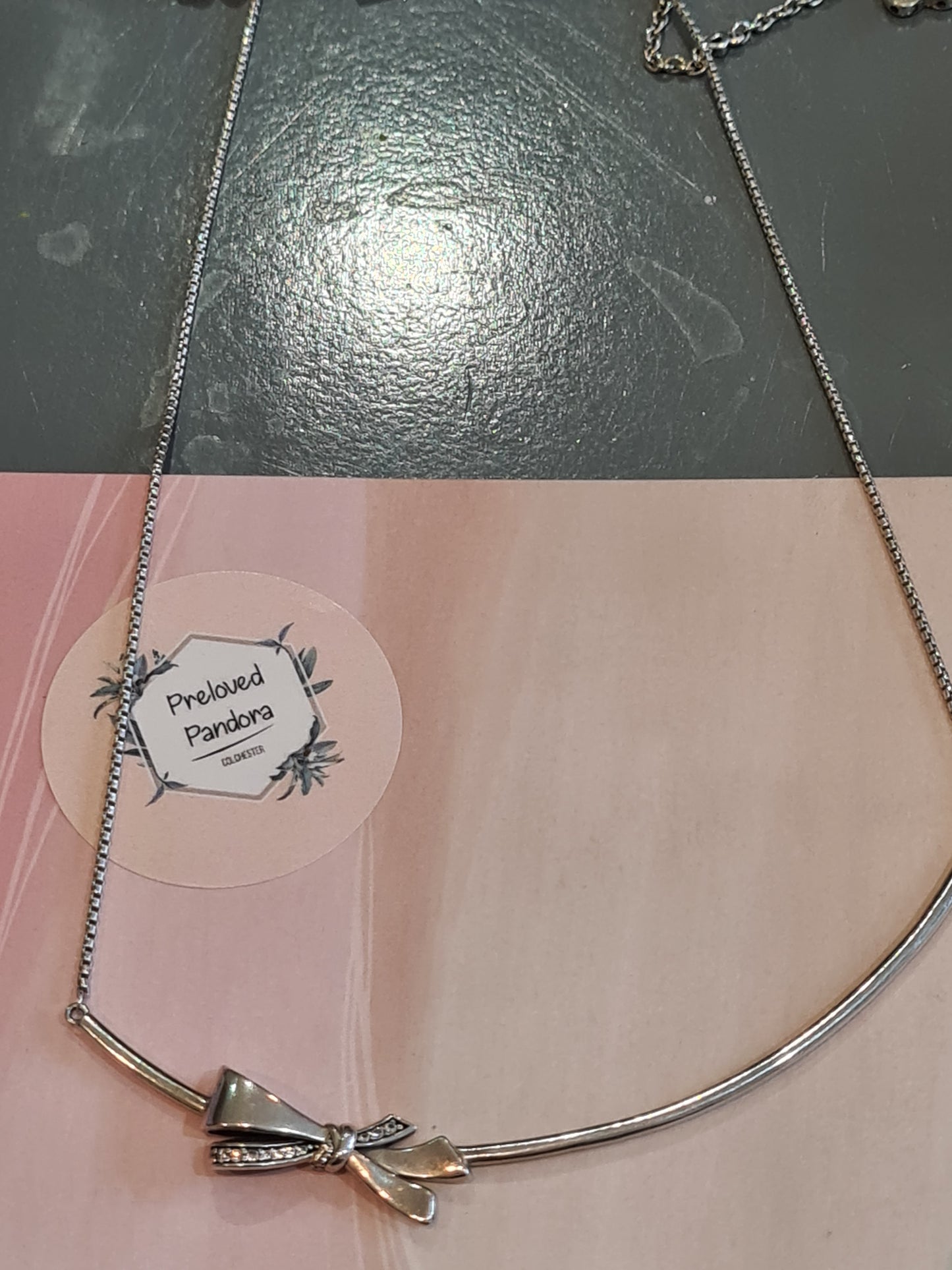 Genuine Pandora Bow Necklace Pave Beautiful Necklace
