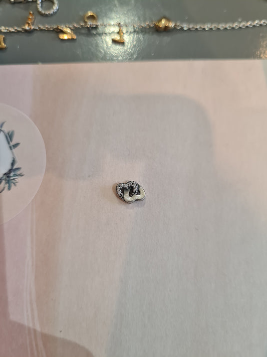 Genuine Pandora Interlinked Pave Petite Heart Charm