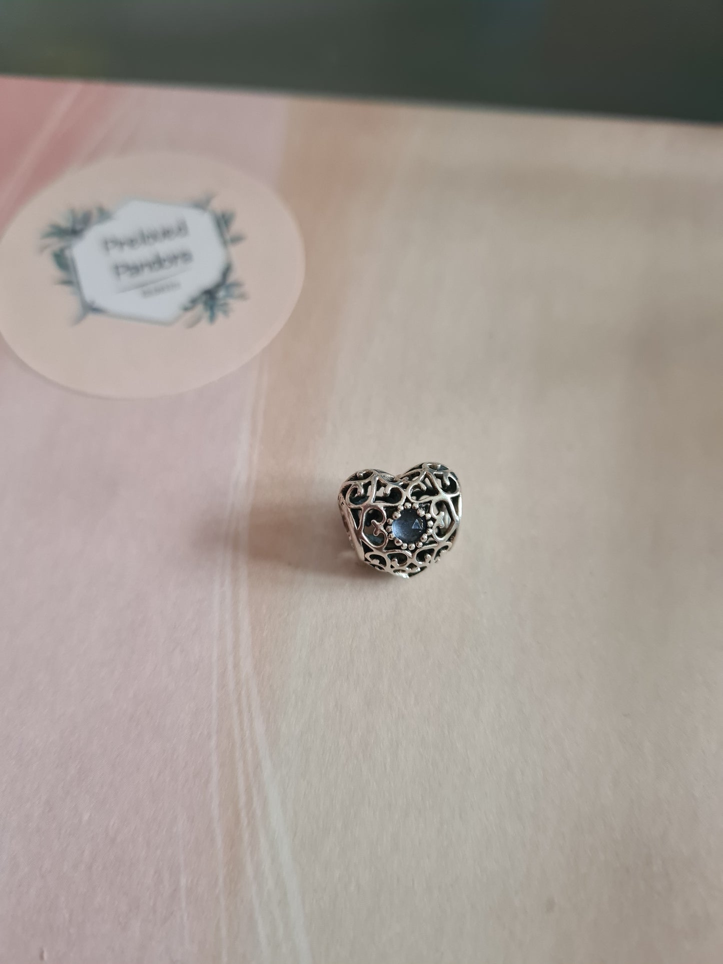 Genuine Pandora Birthstone Heart in Light Sea Blue