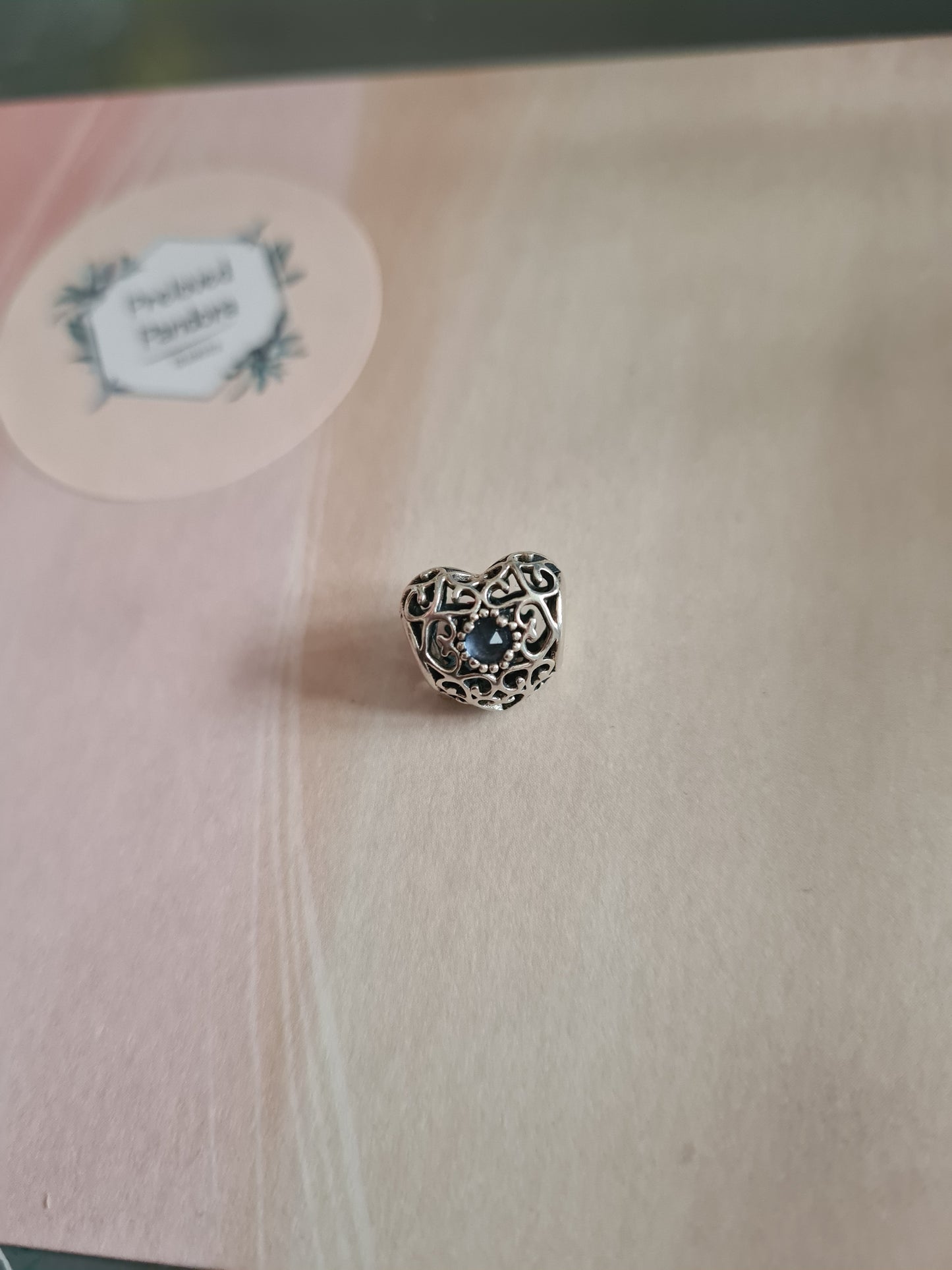 Genuine Pandora Birthstone Heart in Light Sea Blue