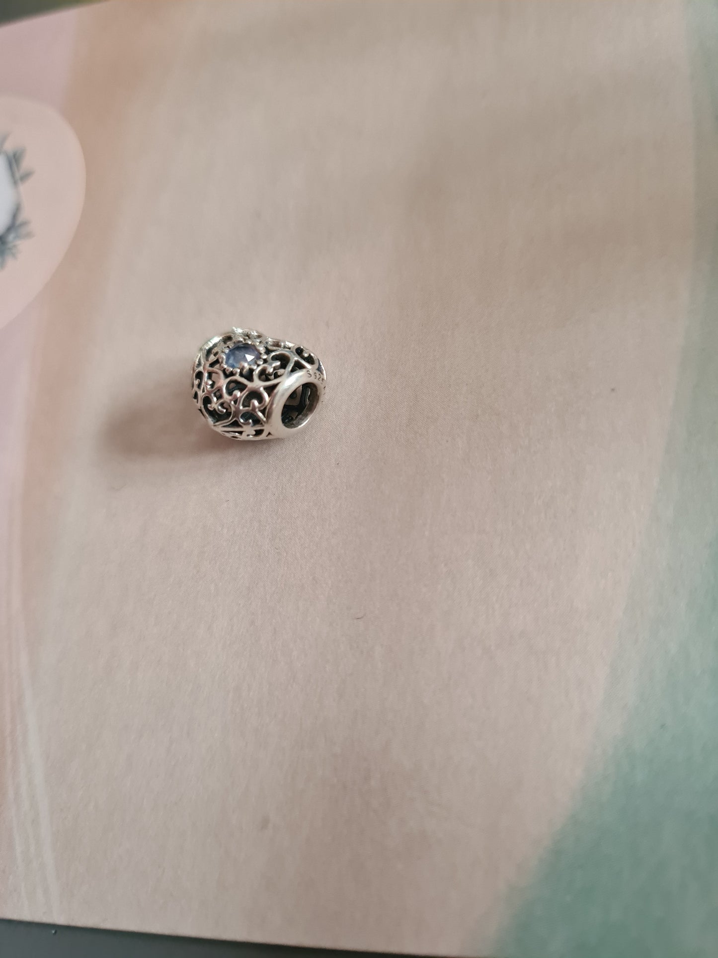 Genuine Pandora Birthstone Heart in Light Sea Blue
