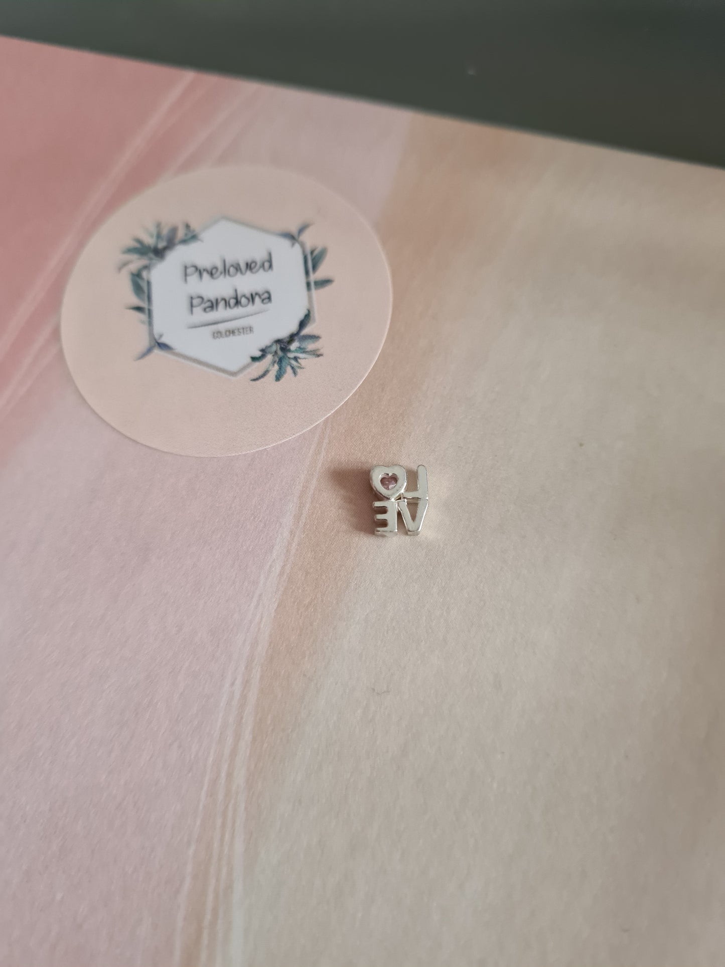 Genuine Pandora Love Word With Pink Stone Petite