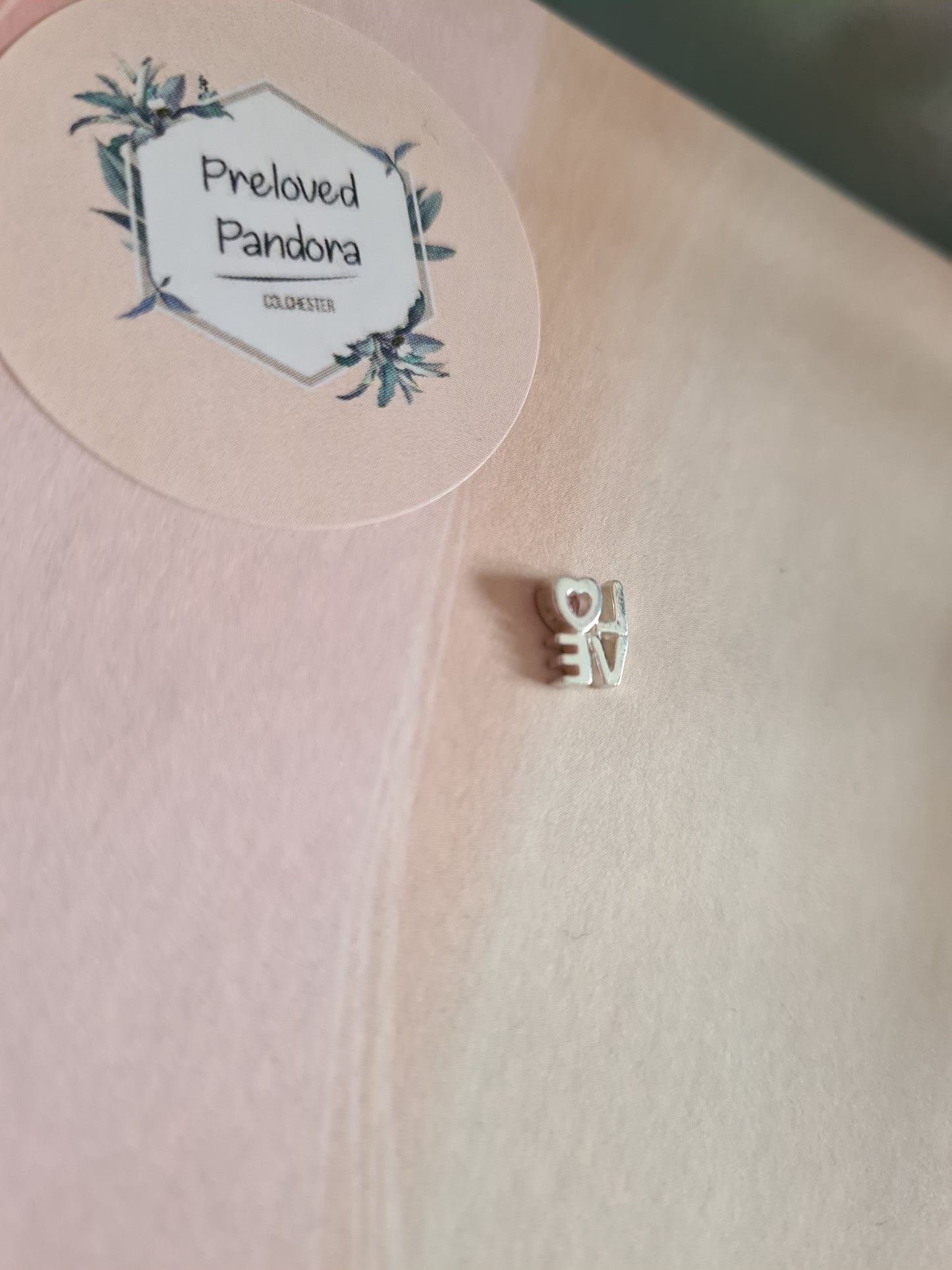 Genuine Pandora Love Word With Pink Stone Petite