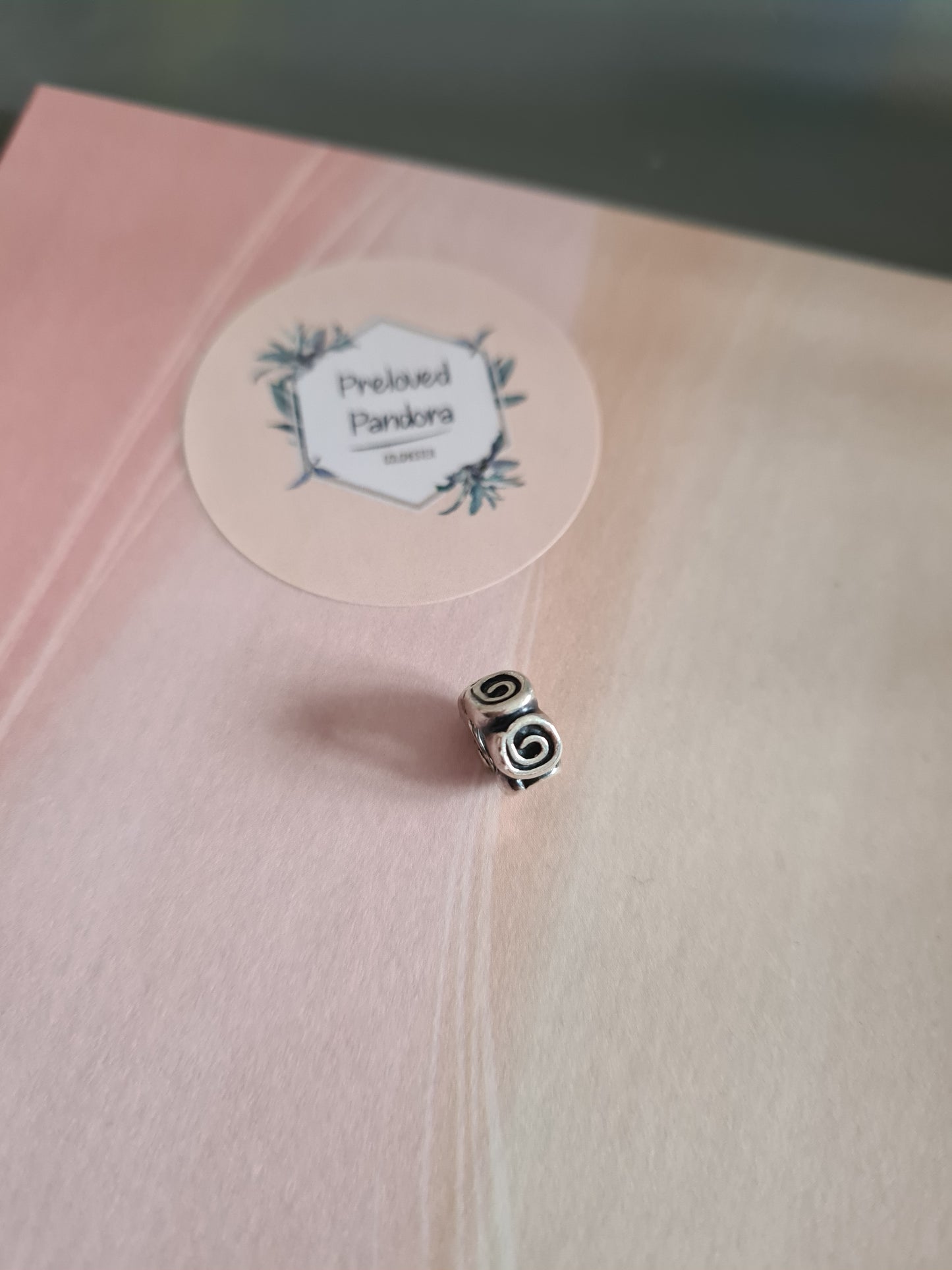 Genuine Pandora Swirl Rose Spacer Charm Pair