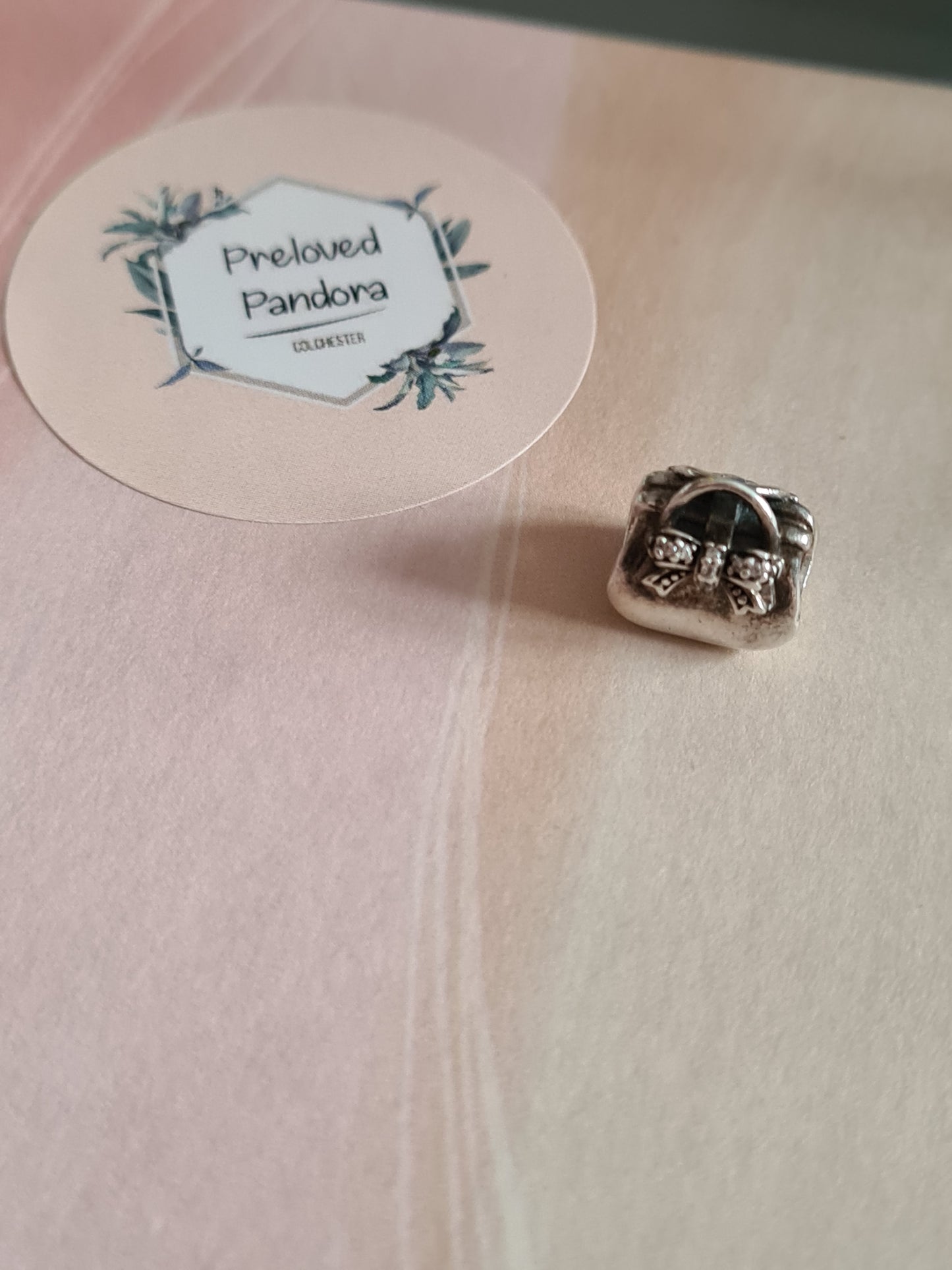 Genuine Pandora Purse Handbag With Pave Bow Charm