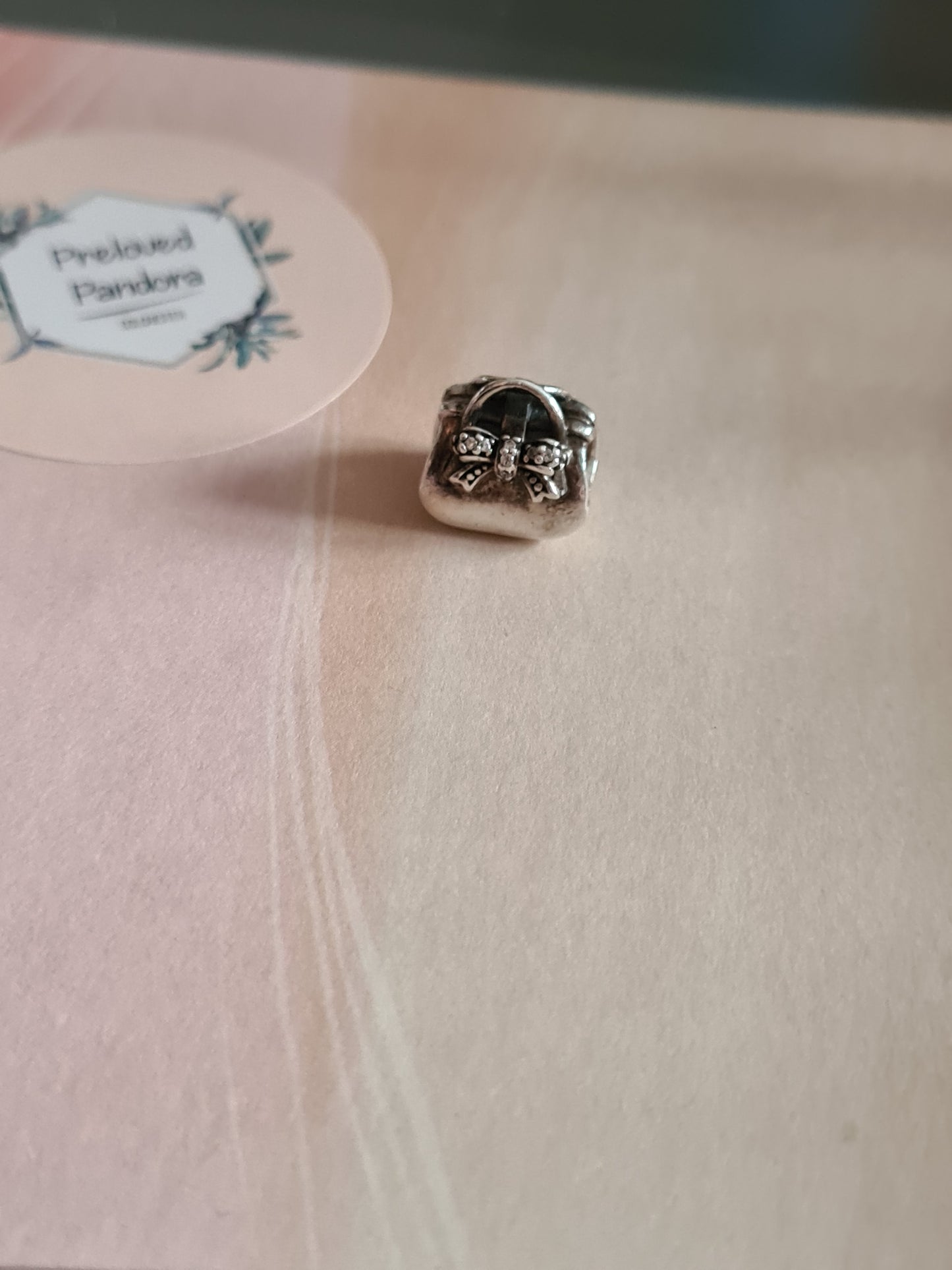 Genuine Pandora Purse Handbag With Pave Bow Charm