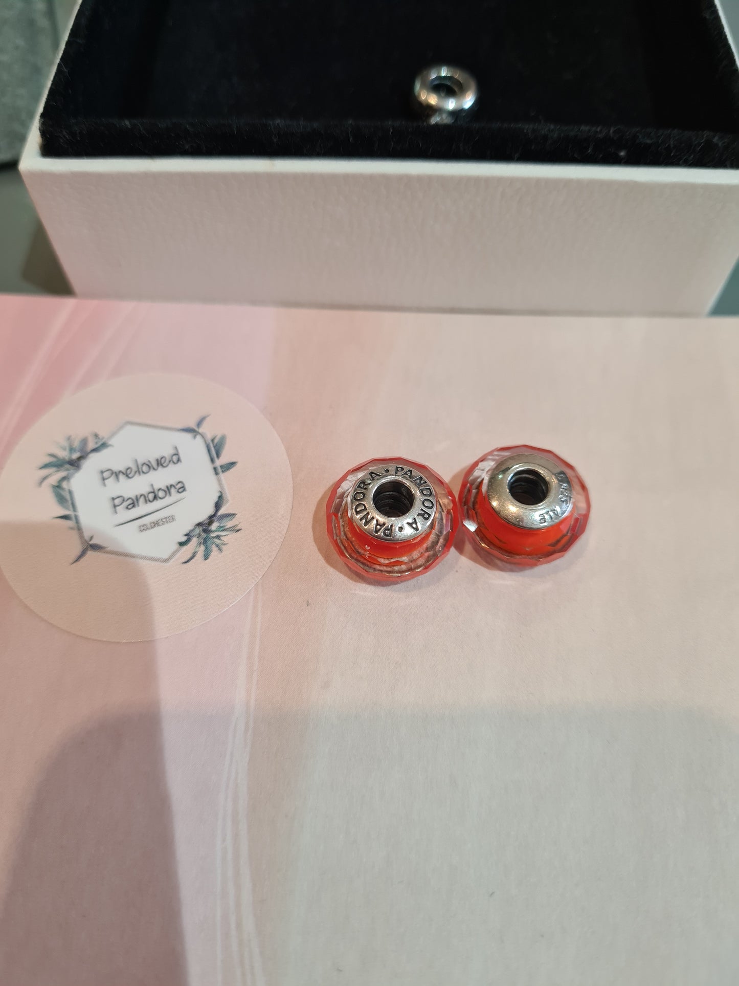 Genuine Pandora Orange Faceted Murano Glass Charm