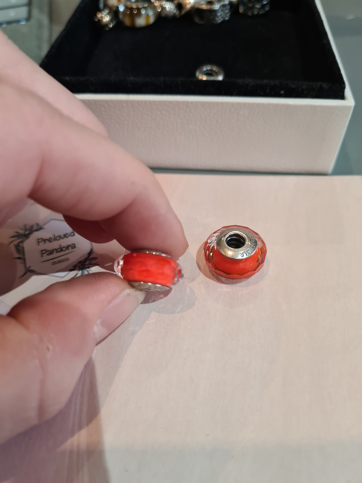 Genuine Pandora Orange Faceted Murano Glass Charm