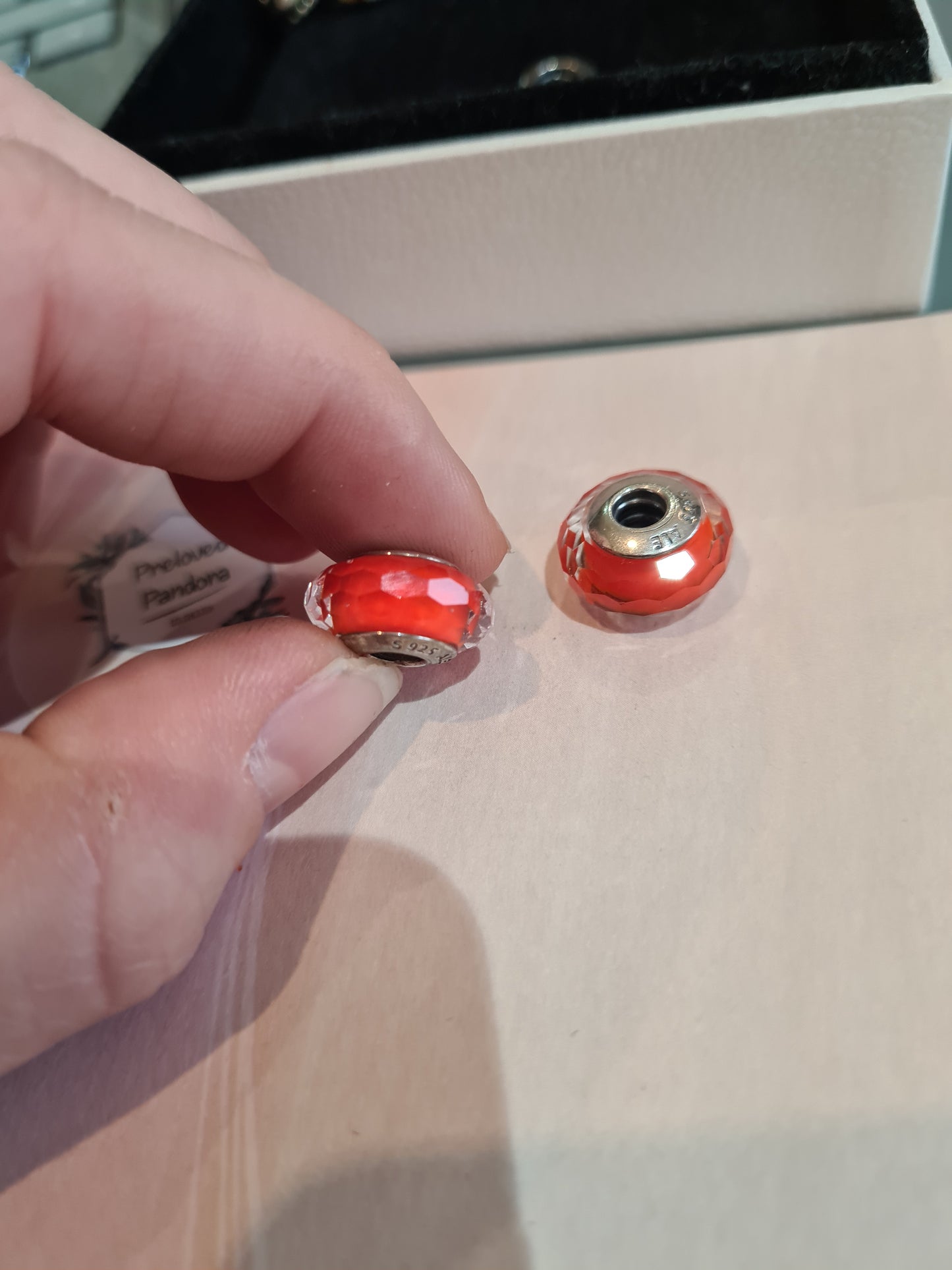 Genuine Pandora Orange Faceted Murano Glass Charm