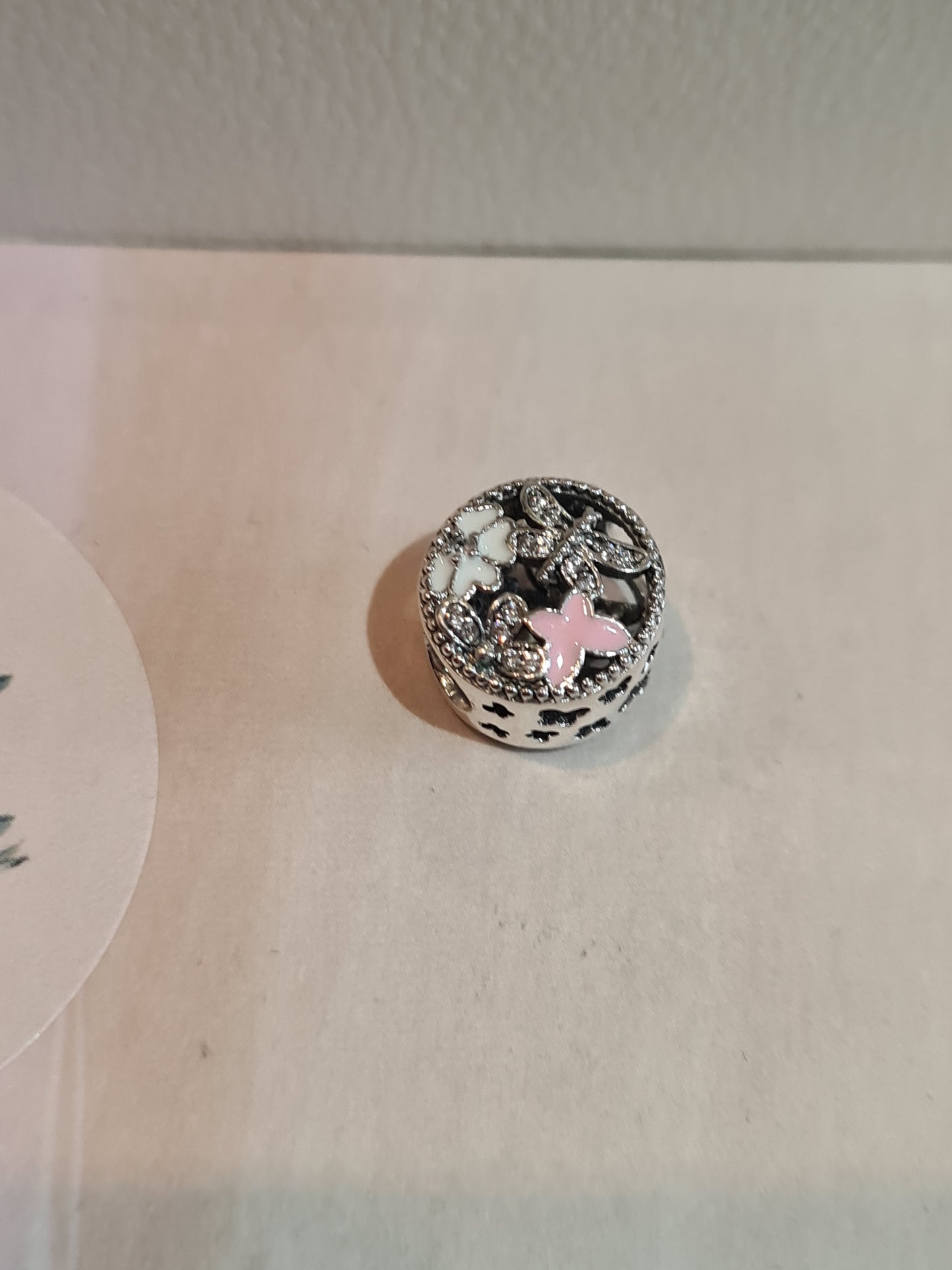 Genuine Pandora Enamel Pave Butterfly Flower Openwork Charm