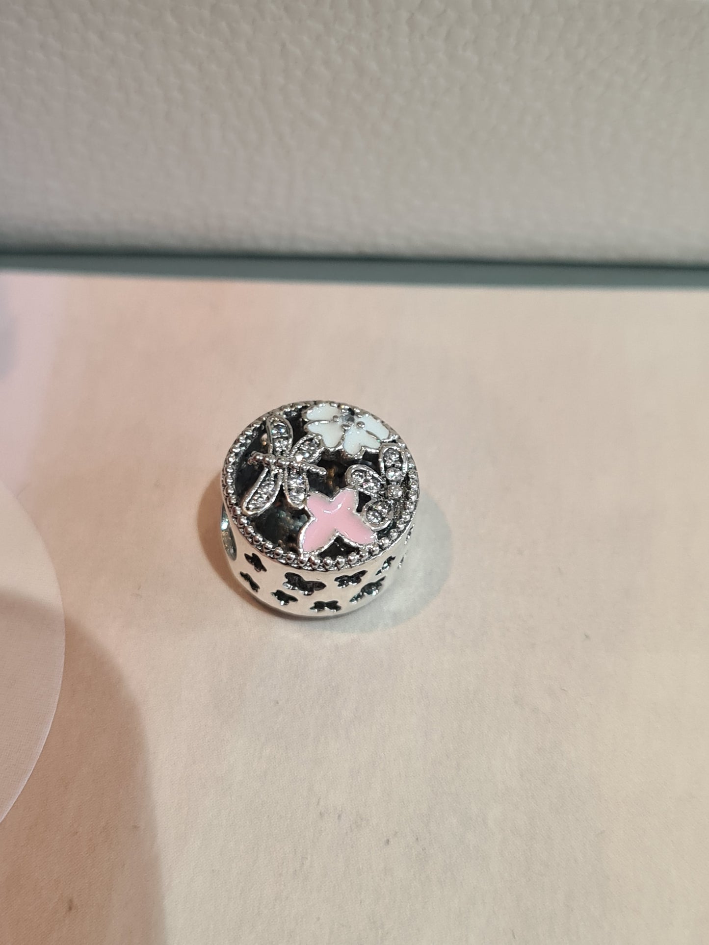 Genuine Pandora Enamel Pave Butterfly Flower Openwork Charm