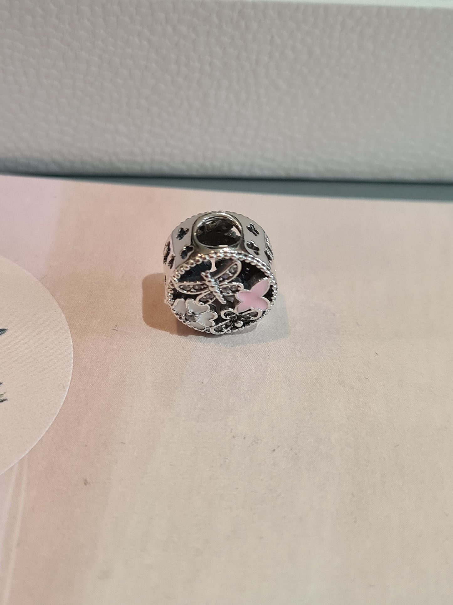 Genuine Pandora Enamel Pave Butterfly Flower Openwork Charm