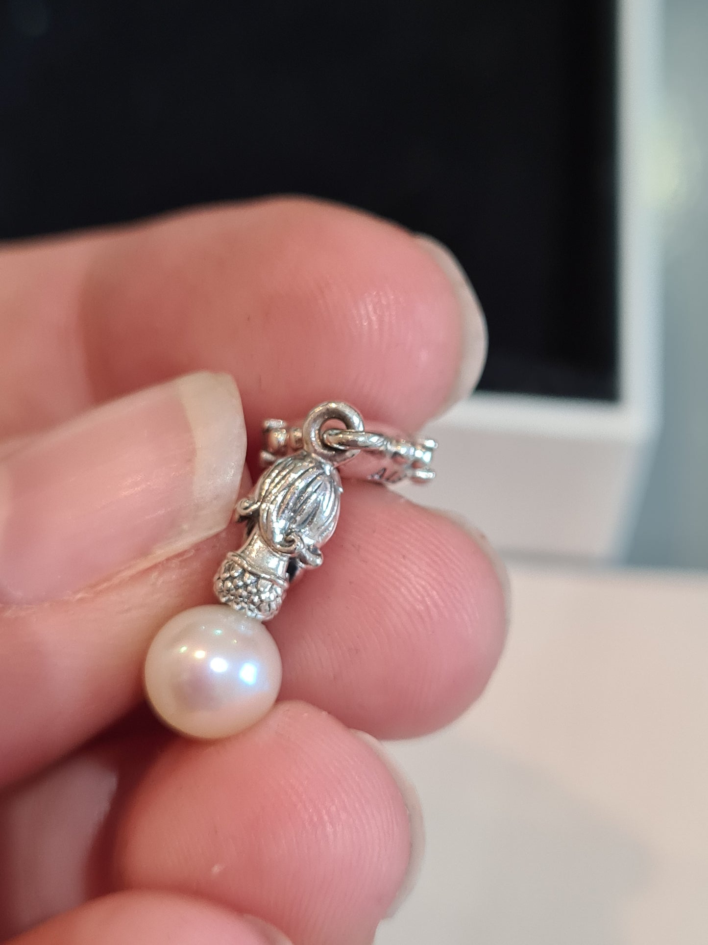 Genuine Pandora Disney Ariel Pave Mermaid Sitting on a Pearl Dangle Charm