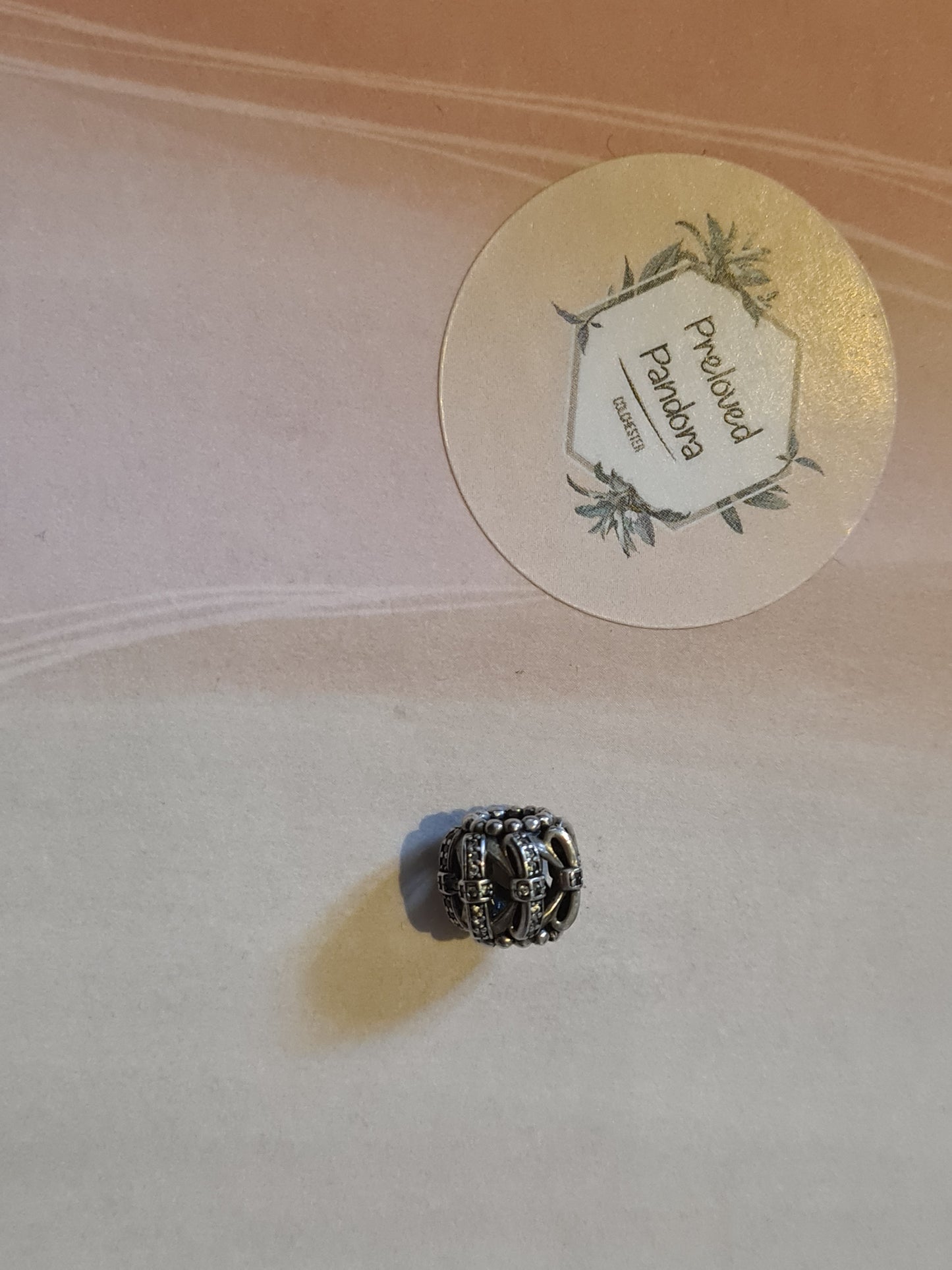 Genuine Pandora Pave Bow Openwork Charm