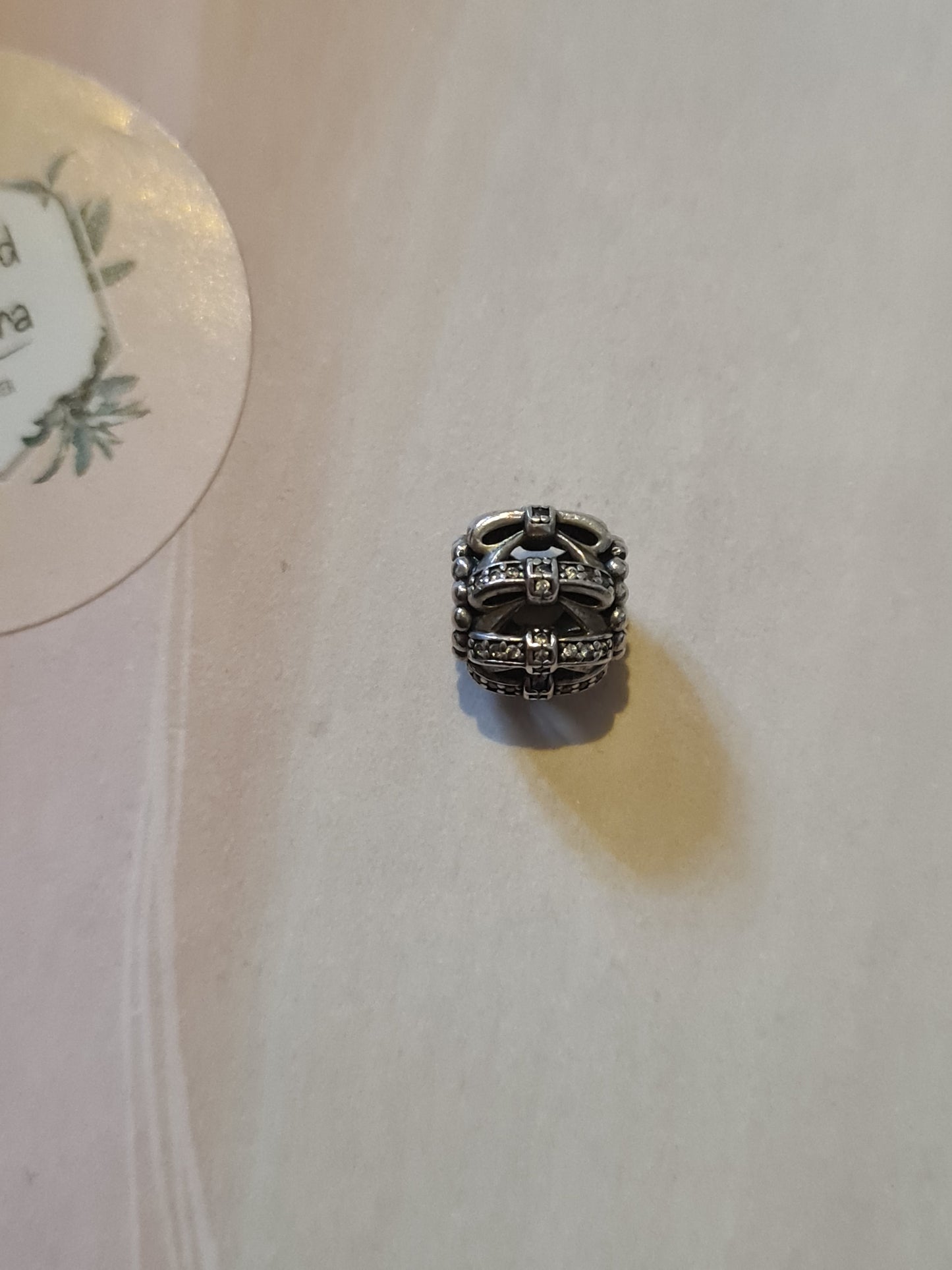 Genuine Pandora Pave Bow Openwork Charm