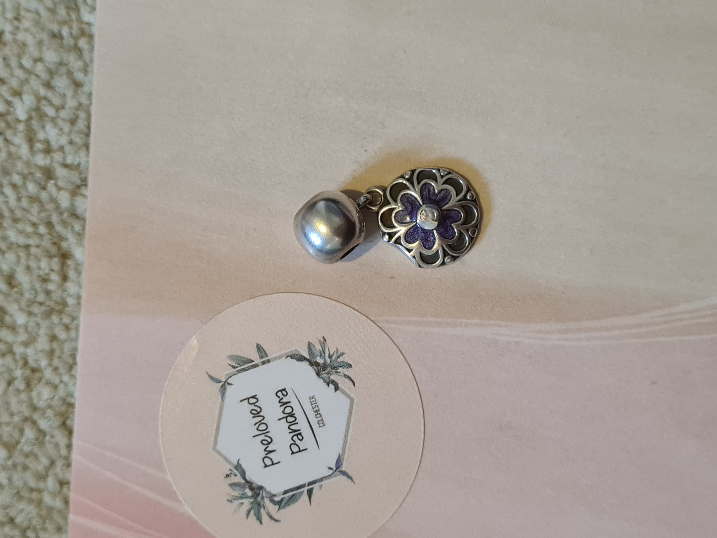 Genuine Purple Enamel Flower With Stone Clip Defect SALE